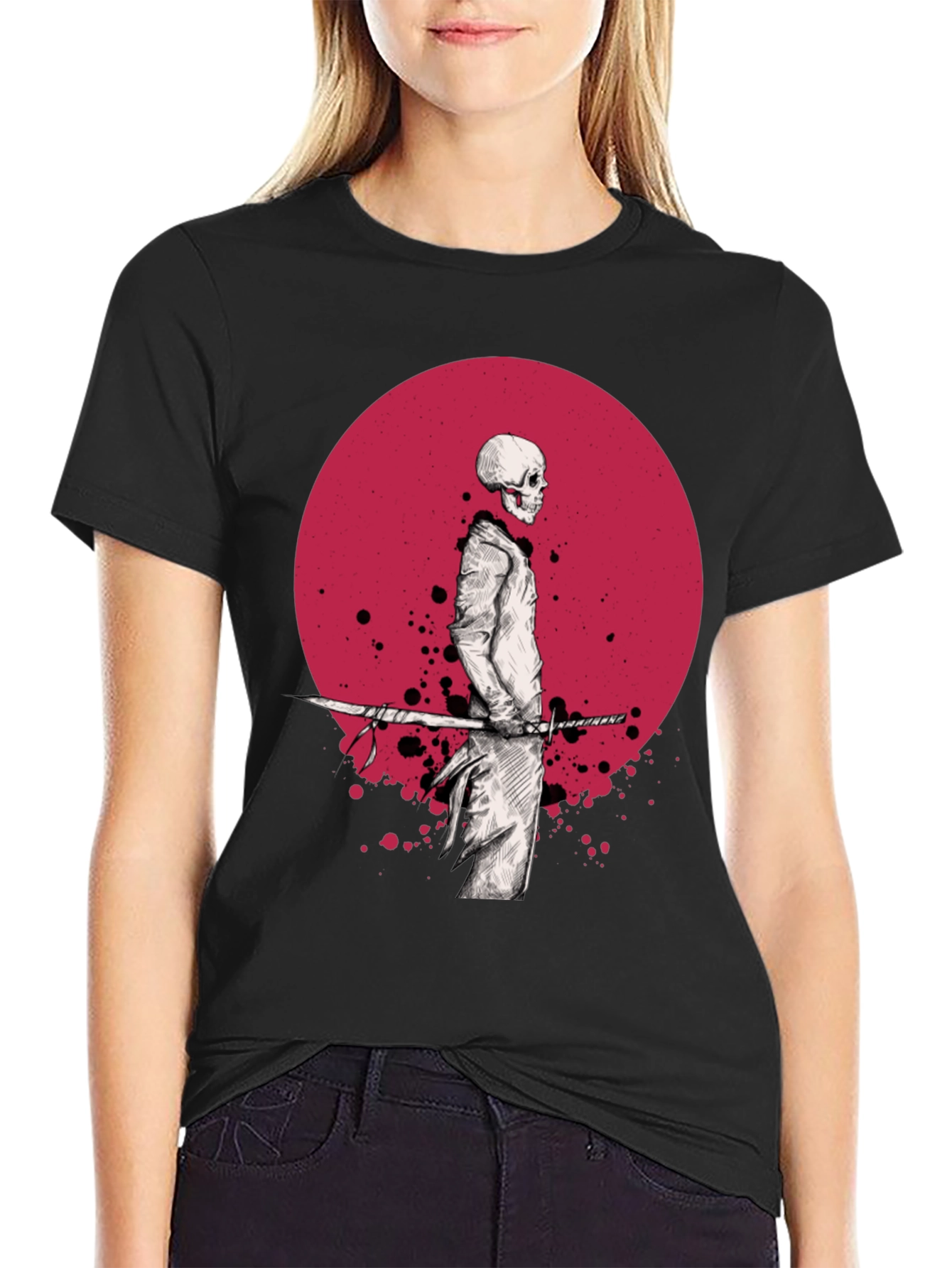Black Samurai Skeleton T-Shirt - Black Graphic Tee view 2