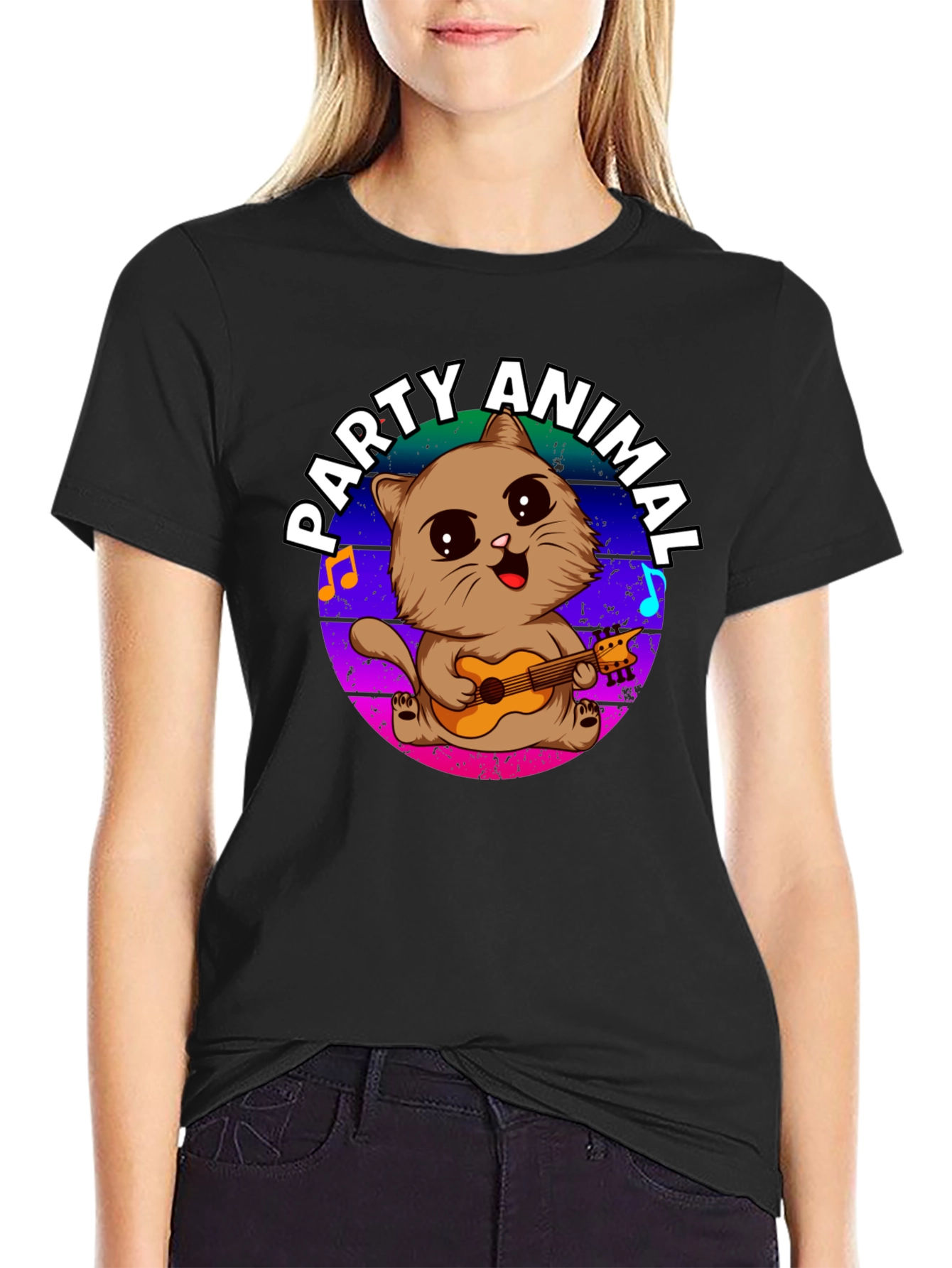 Black Party Animal Cat T-Shirt view 2
