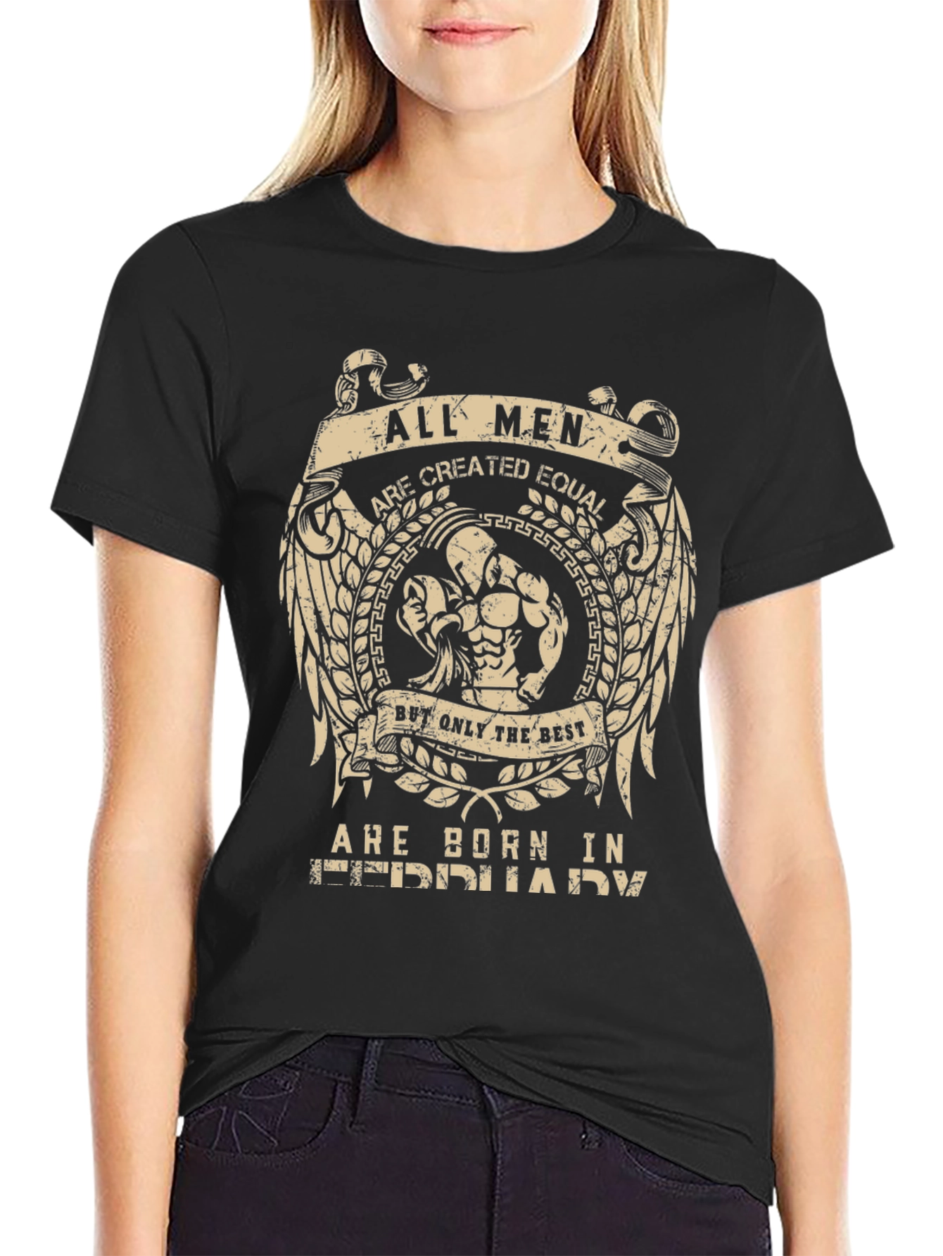 Black All Men Are Created Equal February Birthday T-Shirt view 2