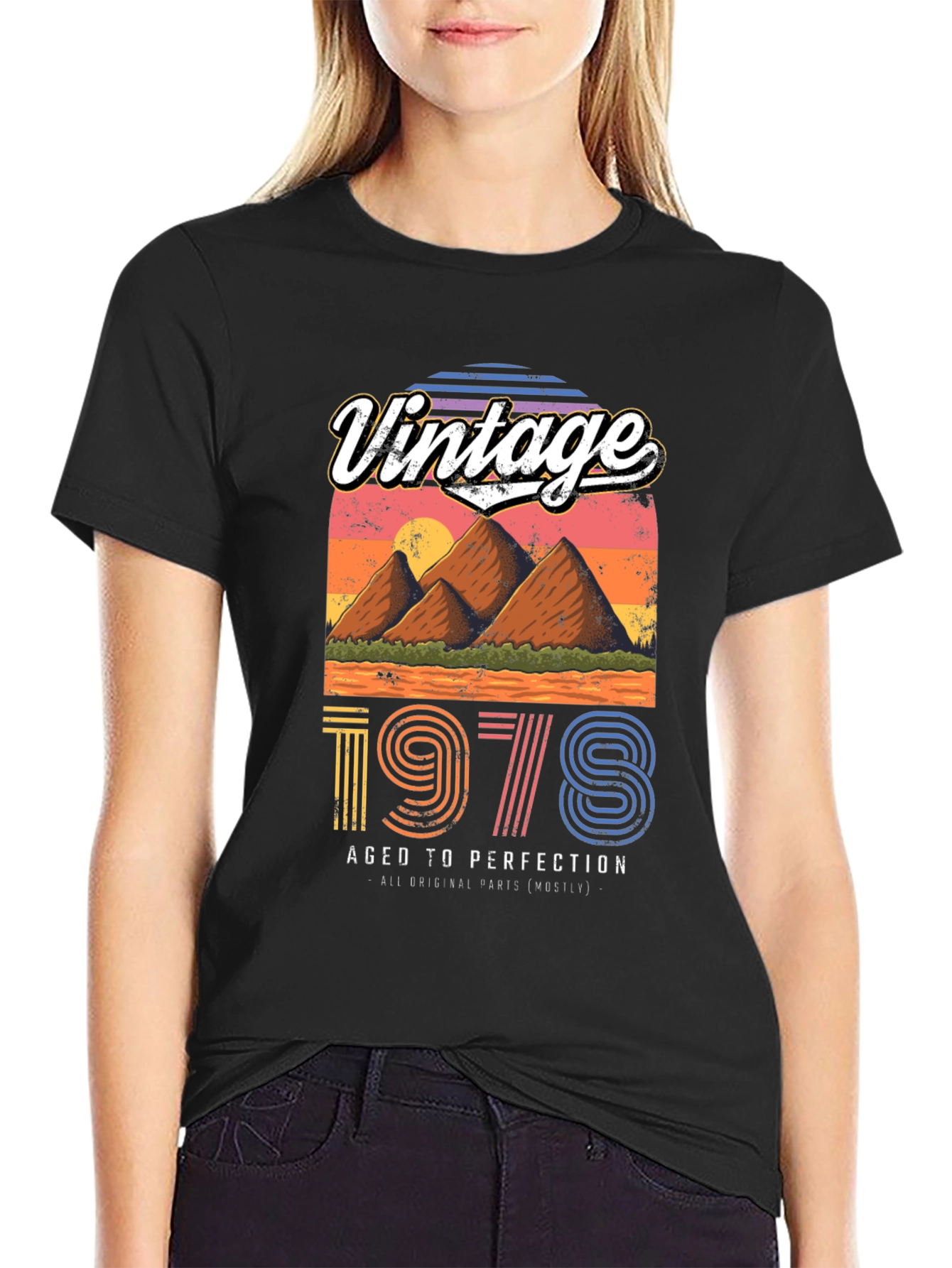 Black Vintage 1978 Aged to Perfection T-Shirt view 2