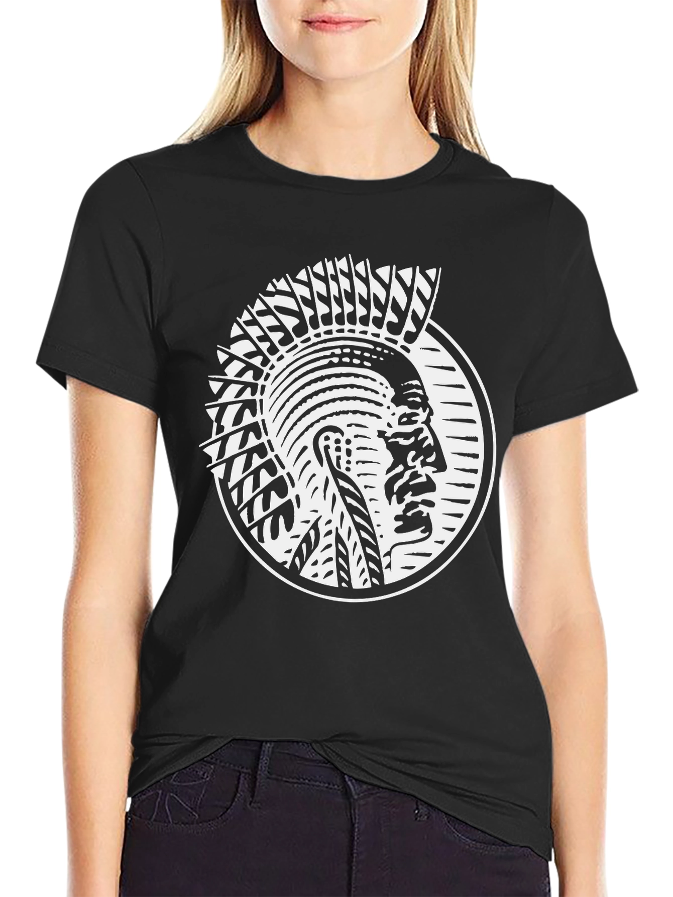 Black Native American Chief Graphic Tee - Black view 2