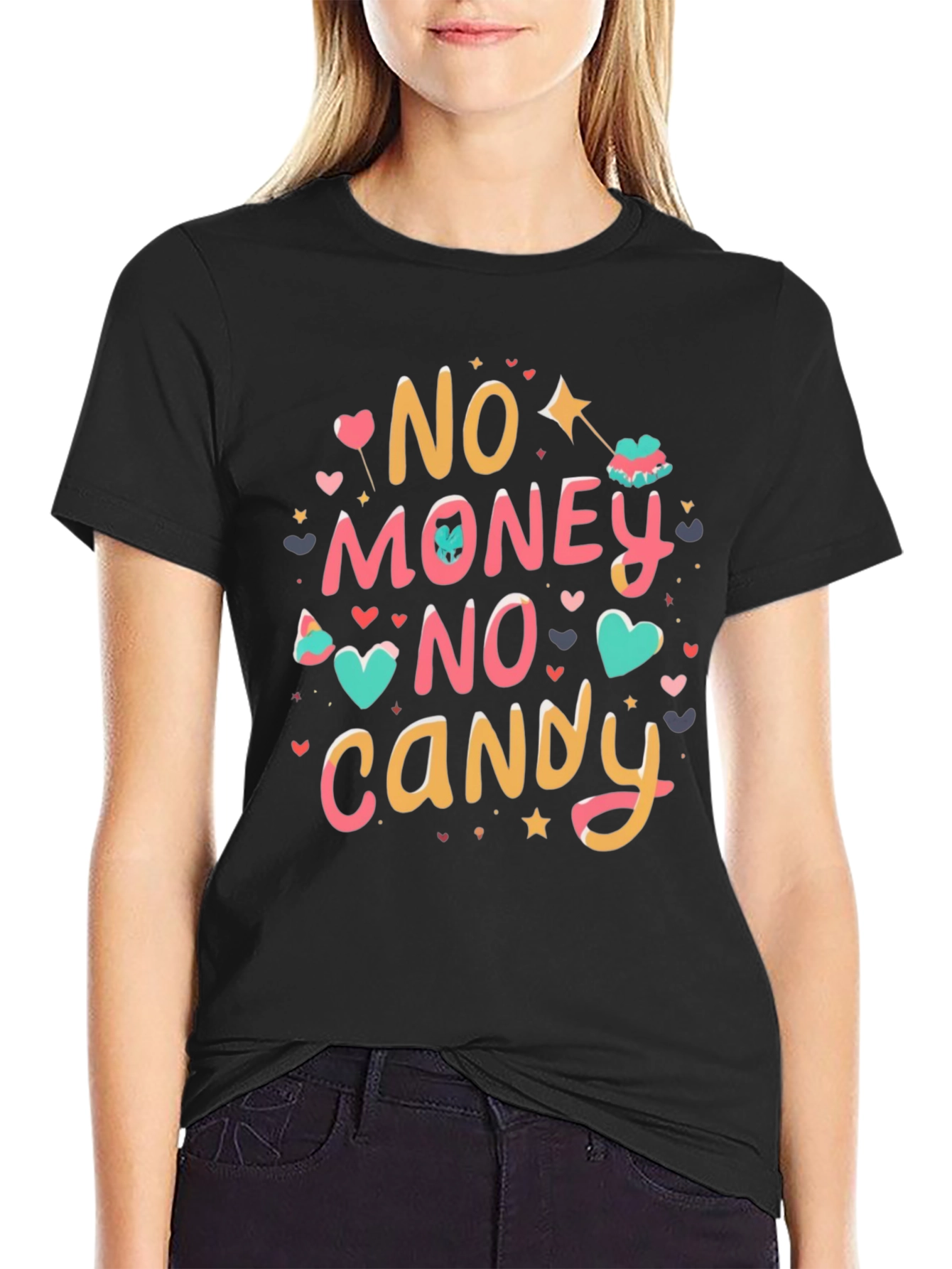 Black No Money No Candy Graphic Tee view 2