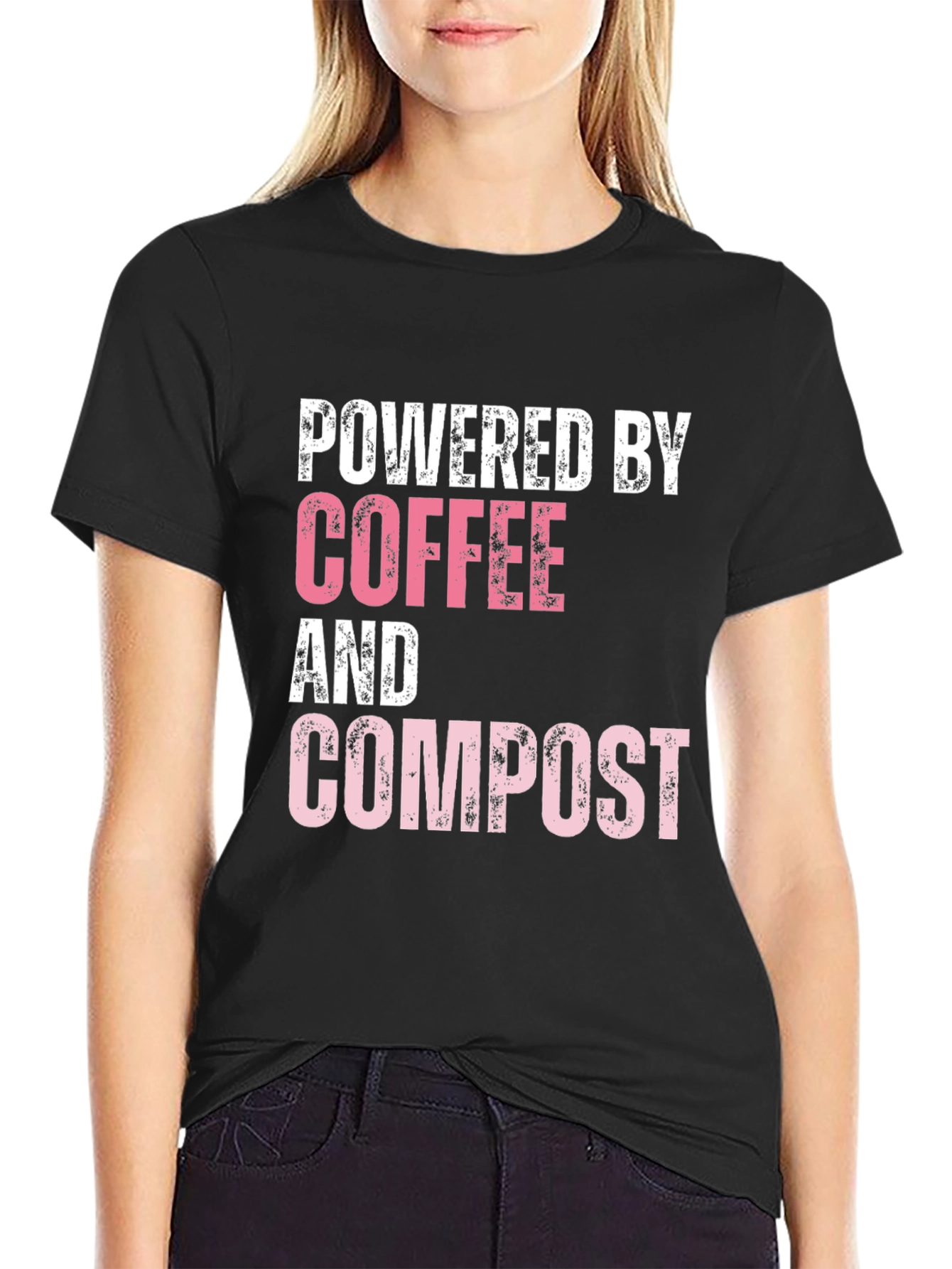 Black Powered By Coffee & Compost Graphic Tee - Eco Friendly view 2