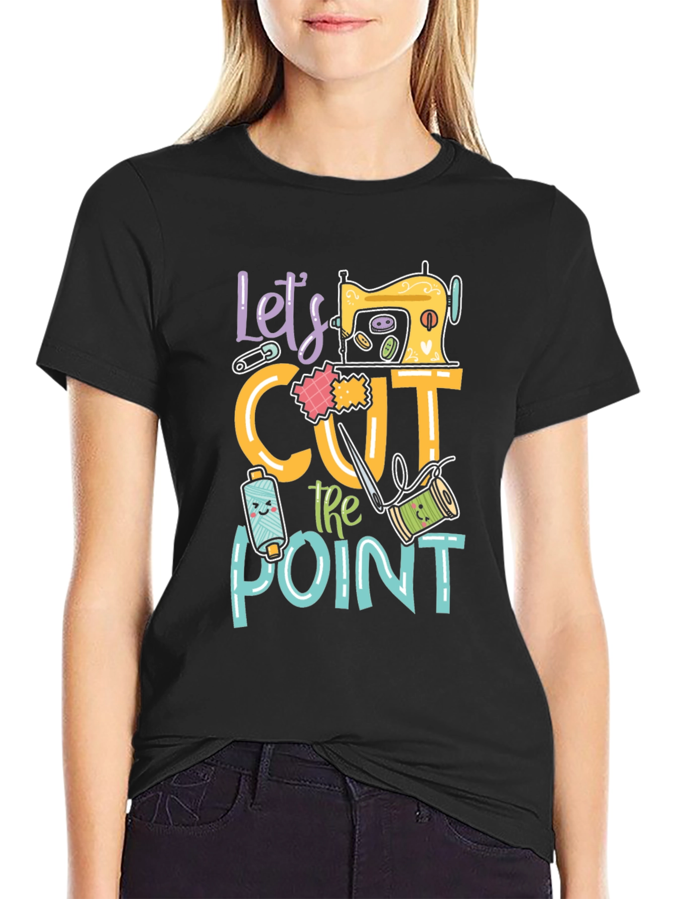 Black Let's Cut to the Point T-Shirt view 2
