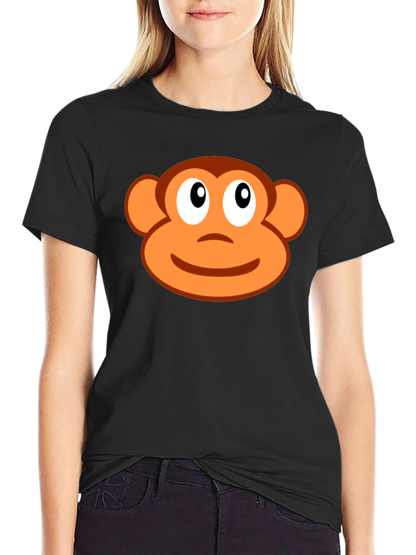 Black Monkey Face Graphic Black T-Shirt - Soft Cotton Blend view 2