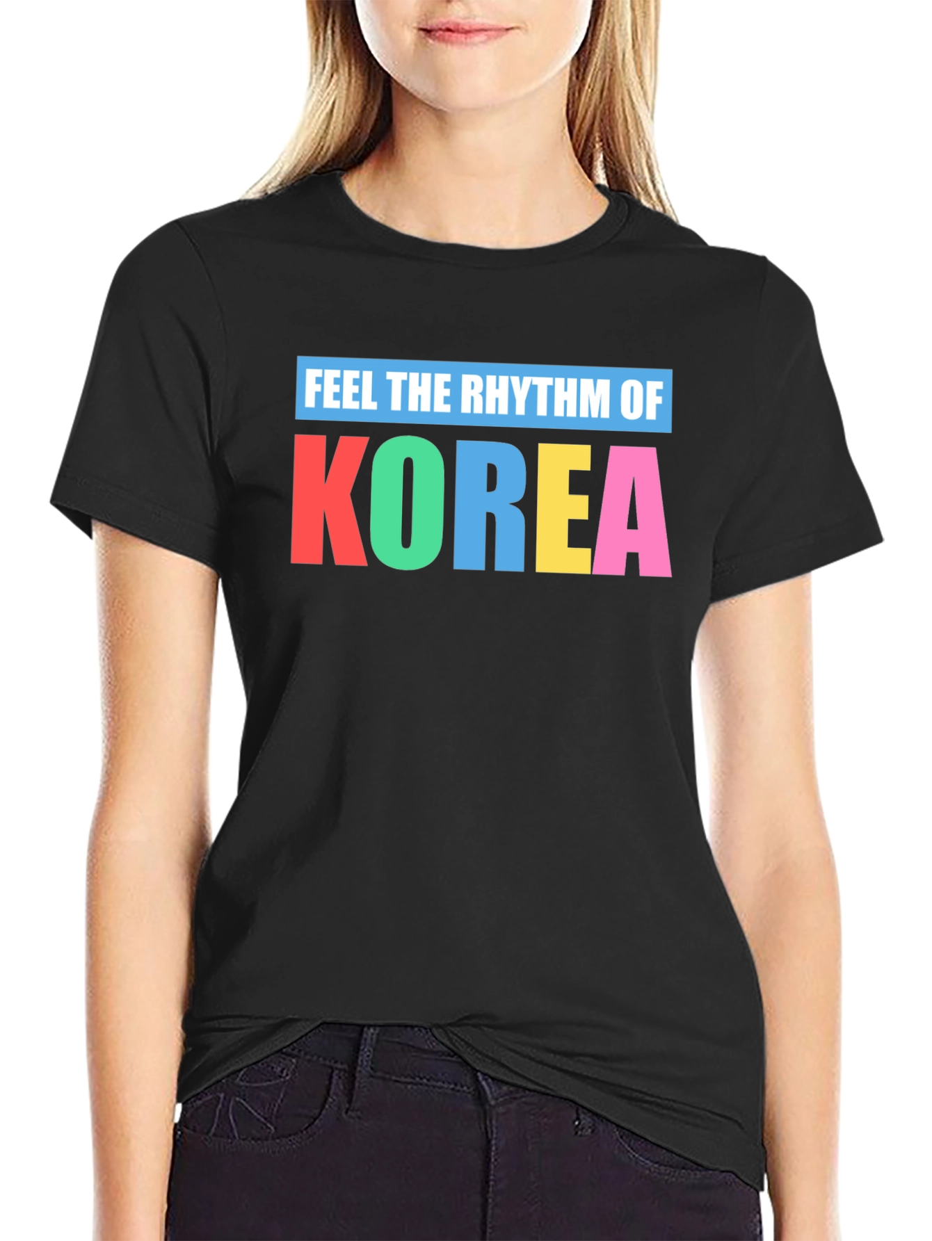 Black Feel the Rhythm of Korea T-Shirt view 2