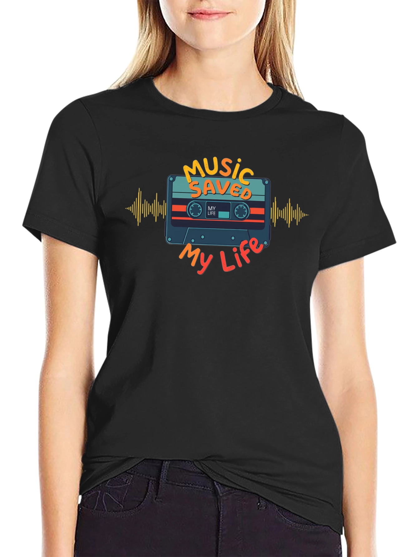 Black Music Saved My Life Graphic Tee - Black view 2