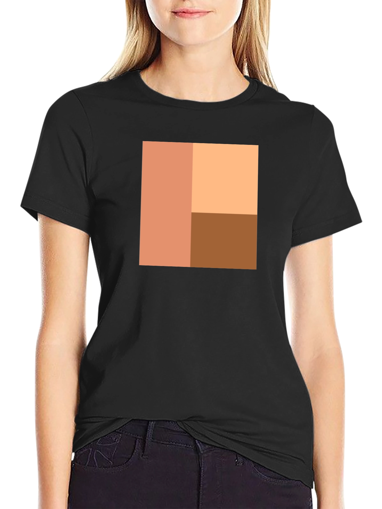 Black Modern Minimalist Geometric Graphic T-Shirt view 2