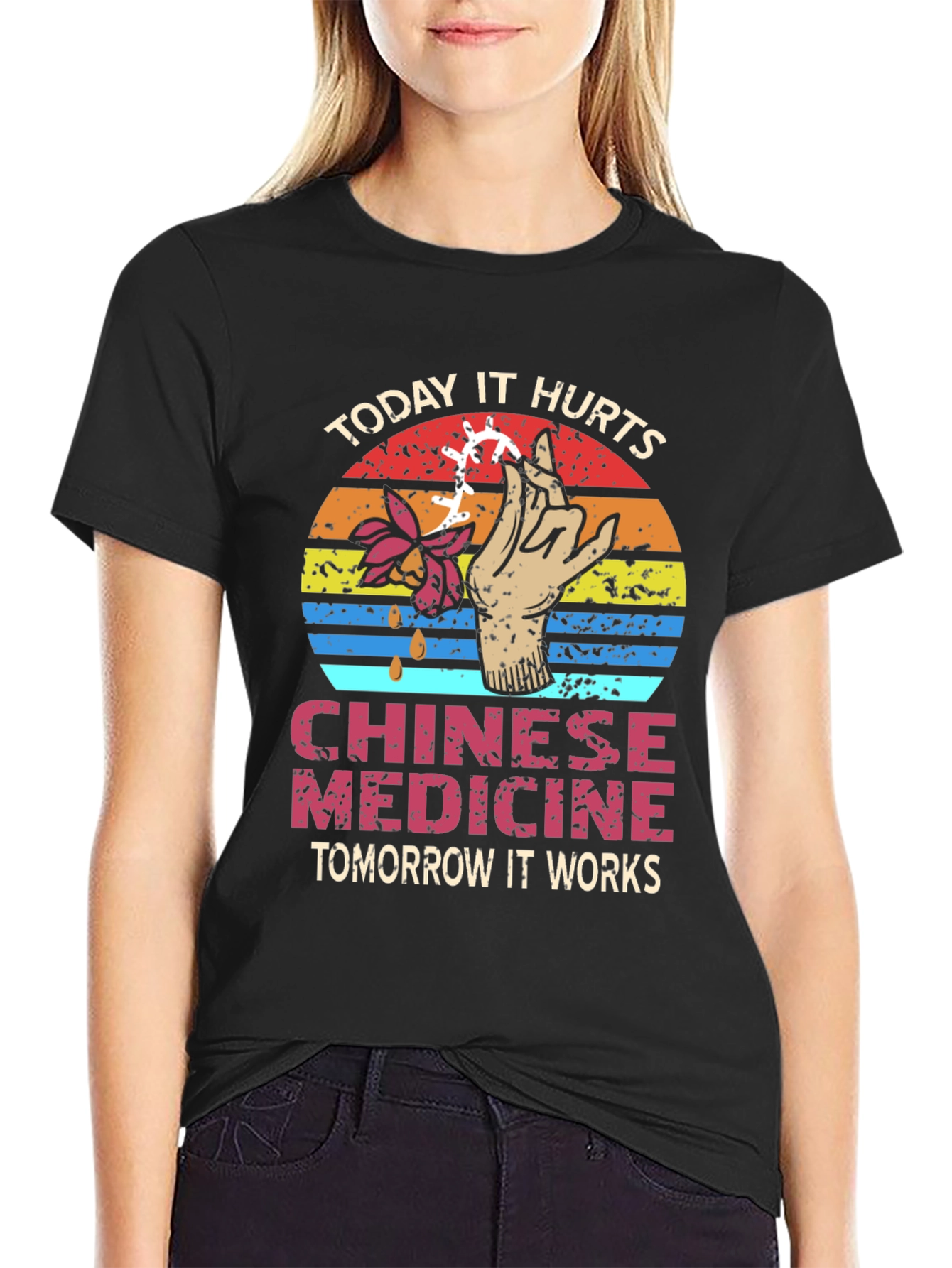 Black Chinese Medicine T-Shirt: Today It Hurts view 2