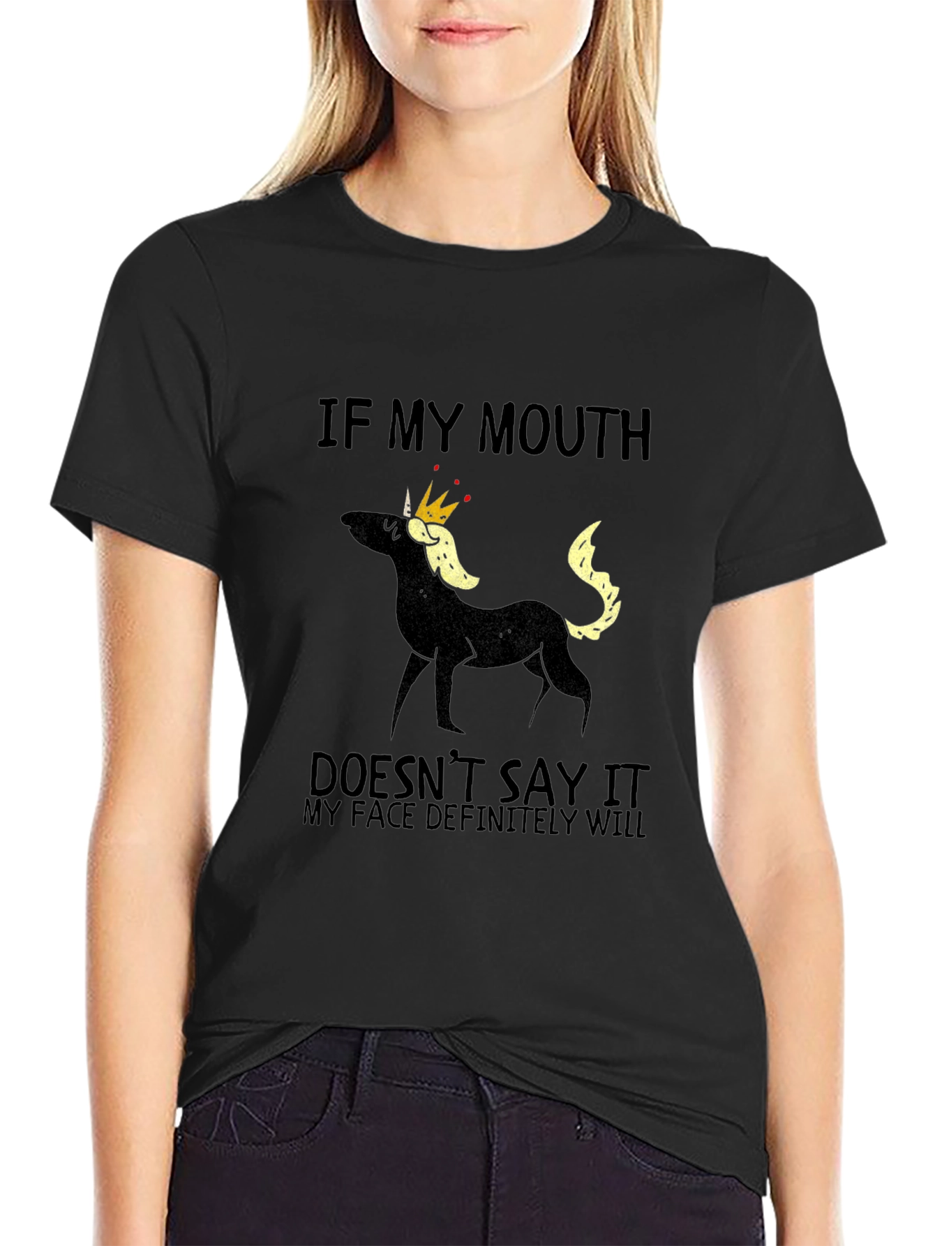 Black Sarcastic Unicorn Graphic T-Shirt - Black view 2