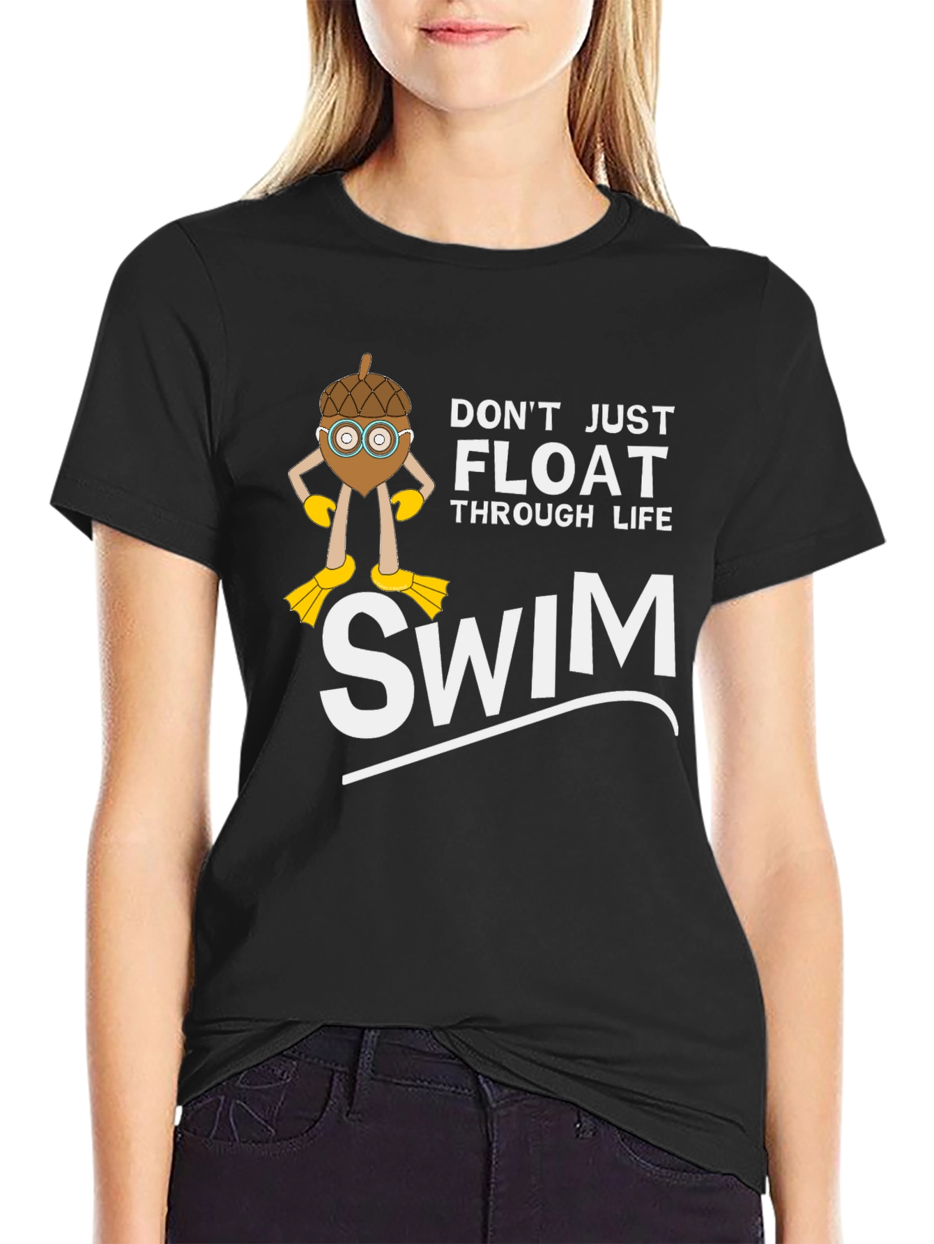 Black Don't Just Float Through Life - Swim T-Shirt view 2