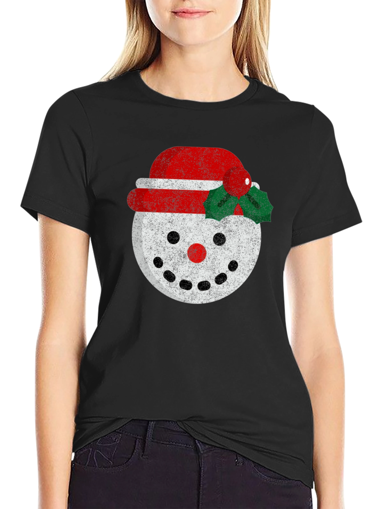 Black Festive Snowman Graphic Tee - Holiday Cheer view 2