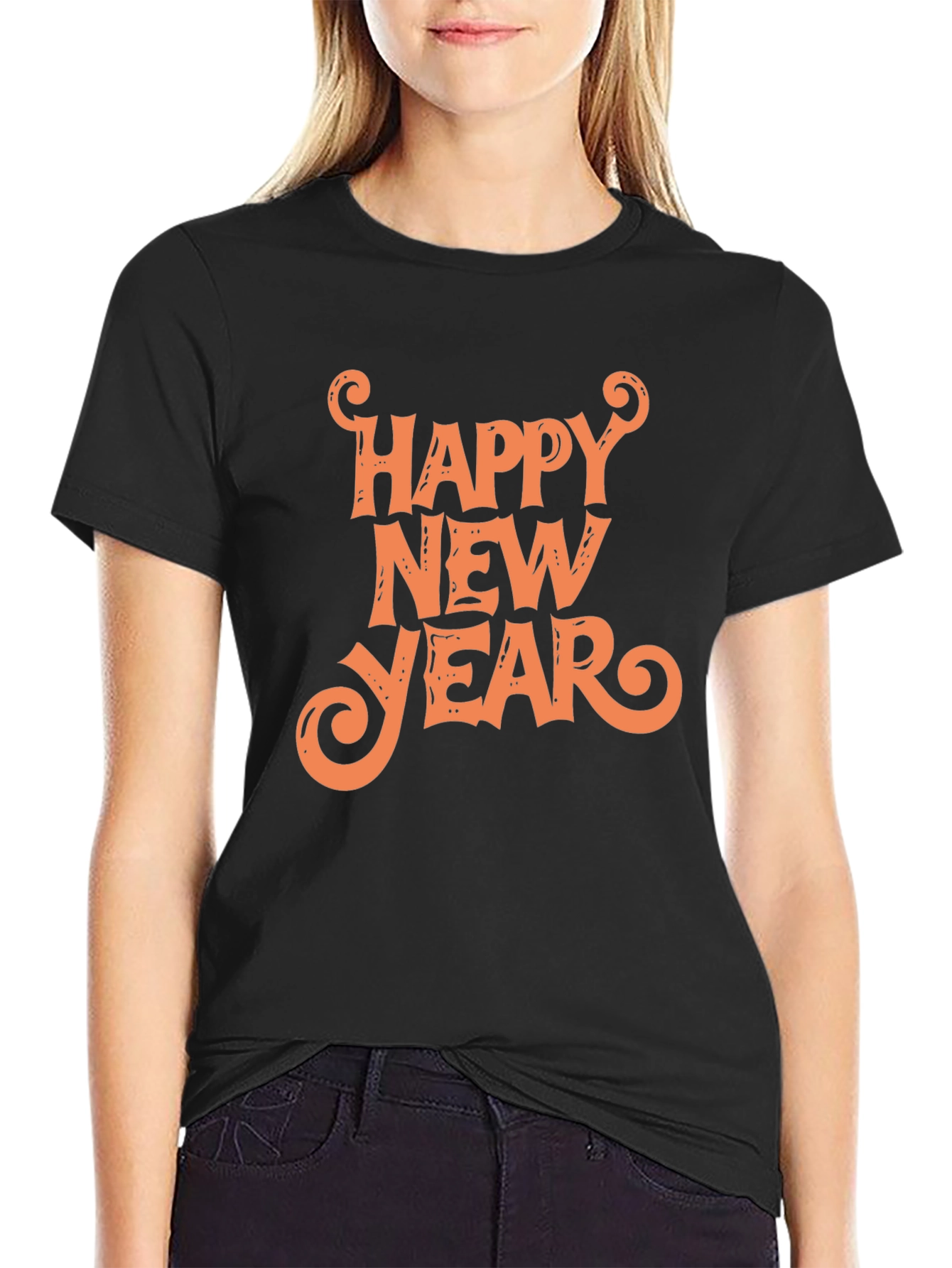 Black Happy New Year Graphic Tee - Black Unisex T-Shirt view 2