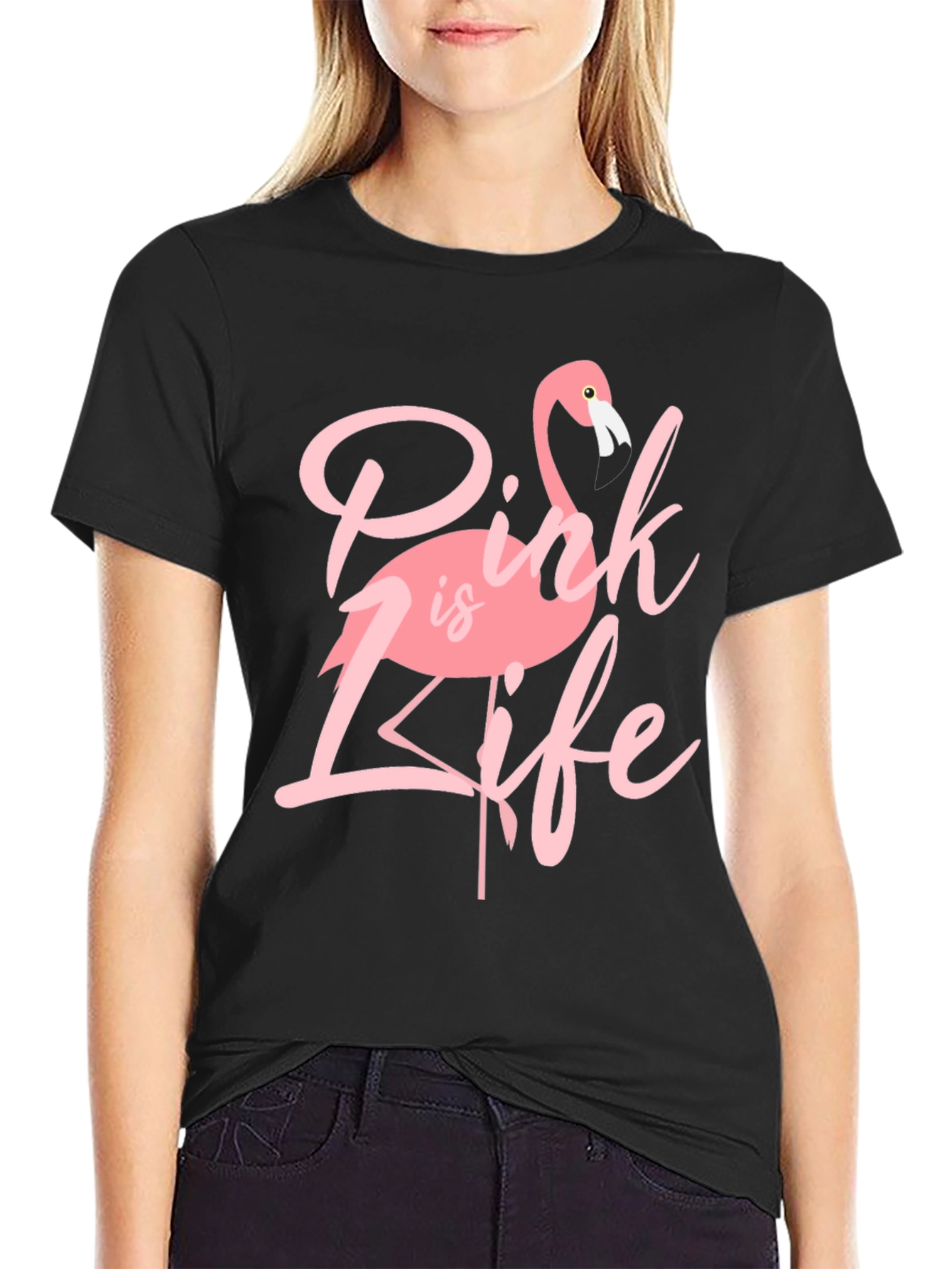 Black Pink is Life Graphic T-Shirt - Flamingo Tee view 2