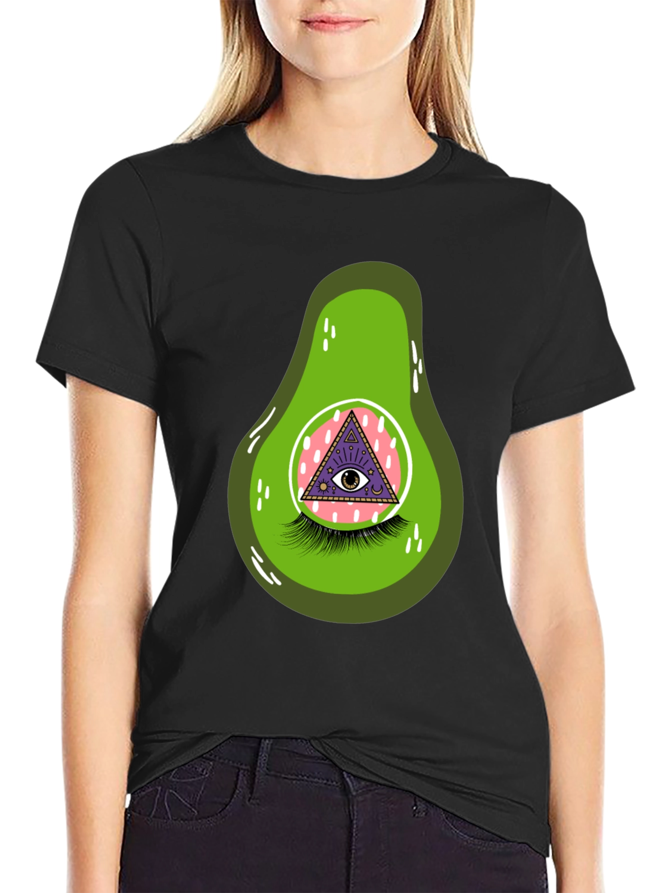 Black Avocado Eye Graphic T-Shirt - Unique & Fun view 2