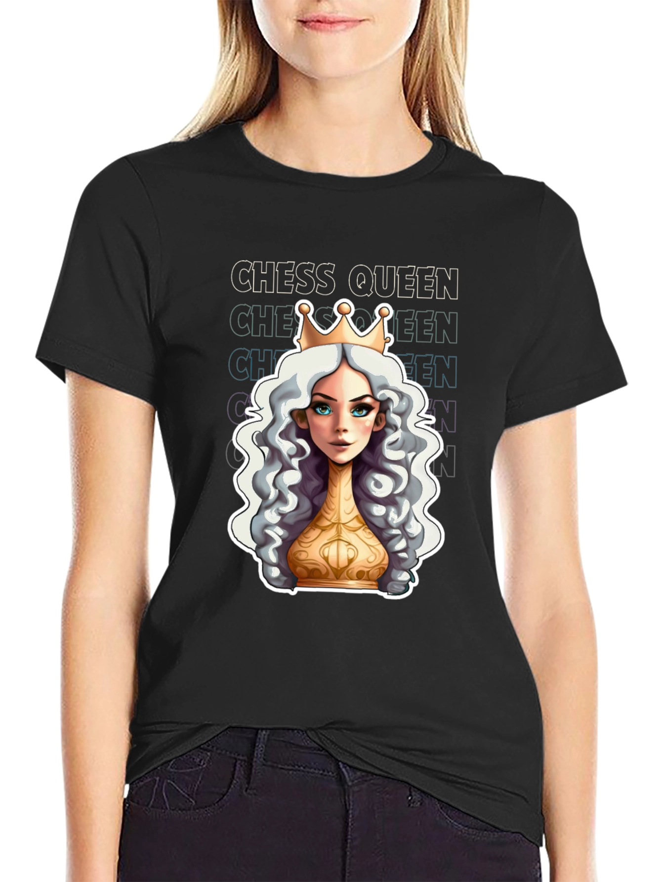 Black Chess Queen Graphic Tee - Stylish Unisex T-Shirt view 2