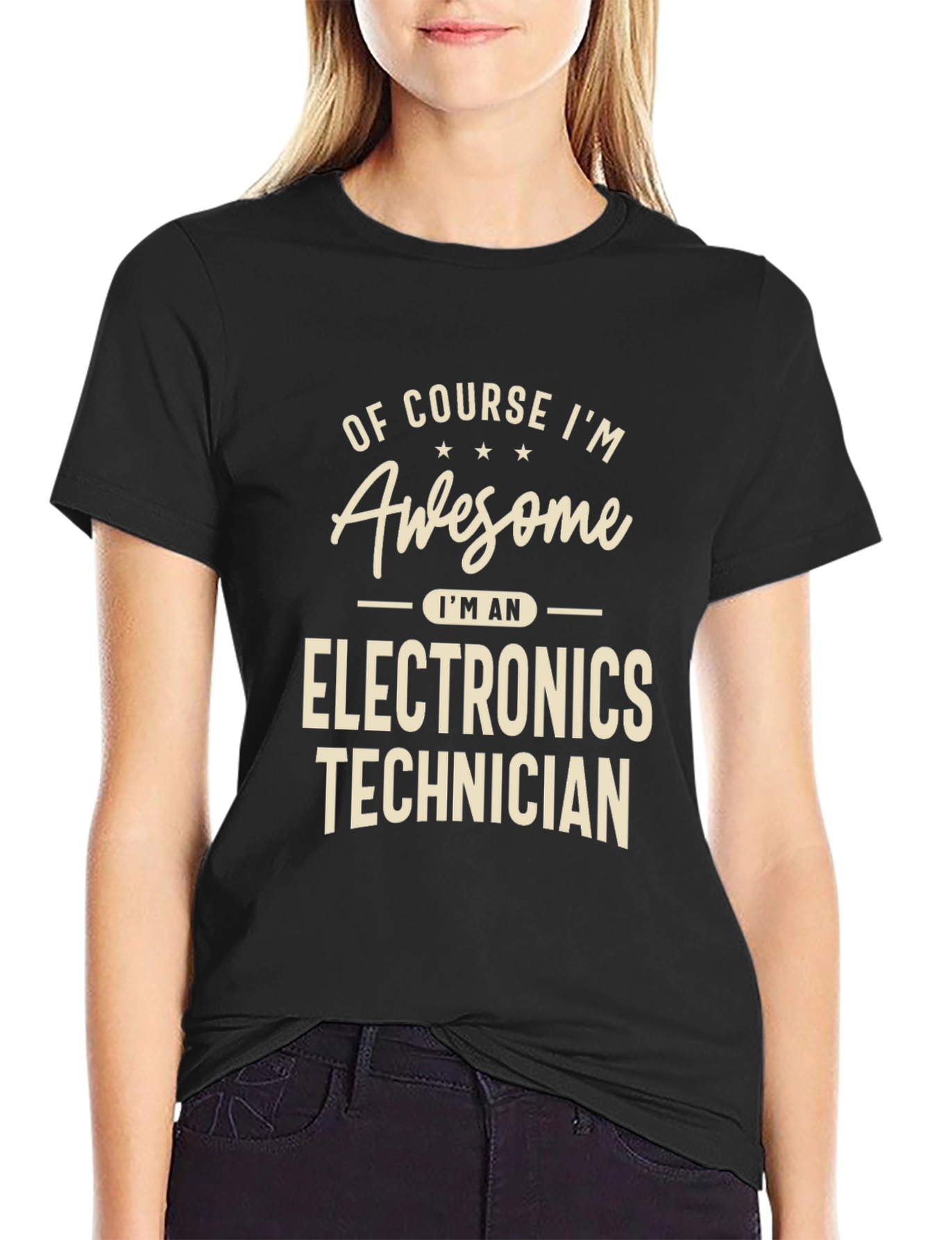 Black Awesome Electronics Technician T-Shirt view 2