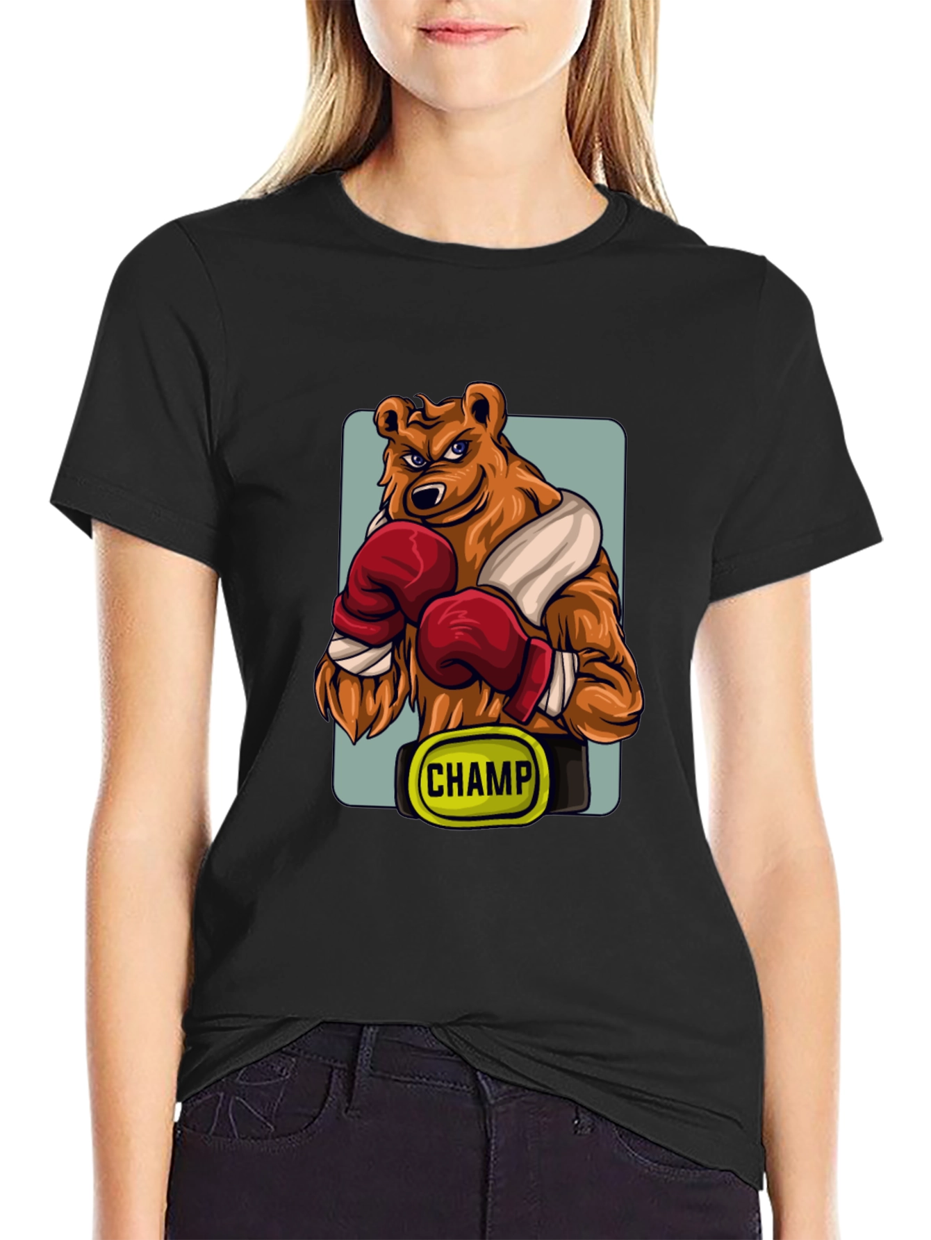 Black Boxing Bear Champ Graphic T-Shirt view 2
