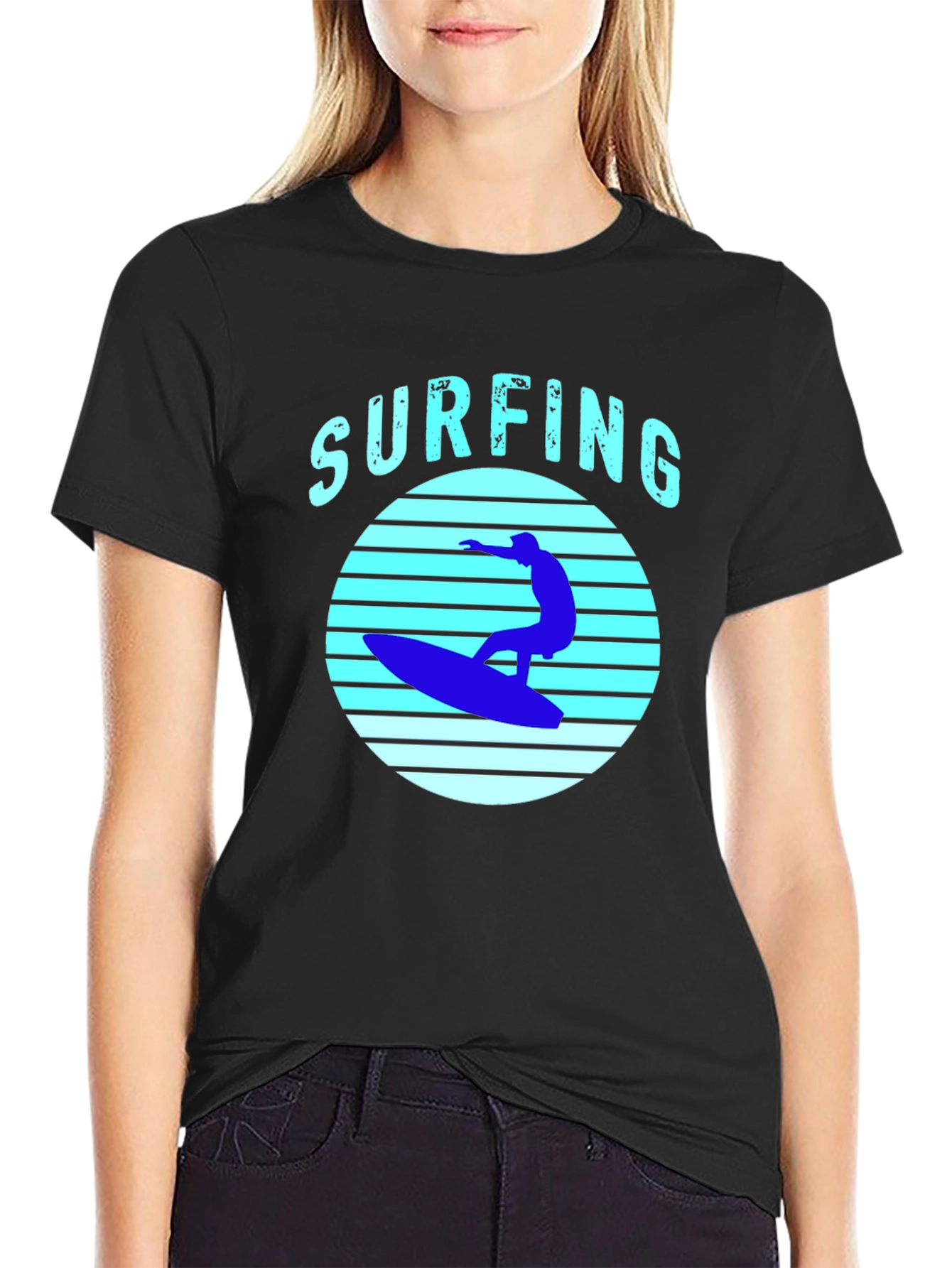 Black Surfing T-Shirt - Black Surf Graphic Tee view 2