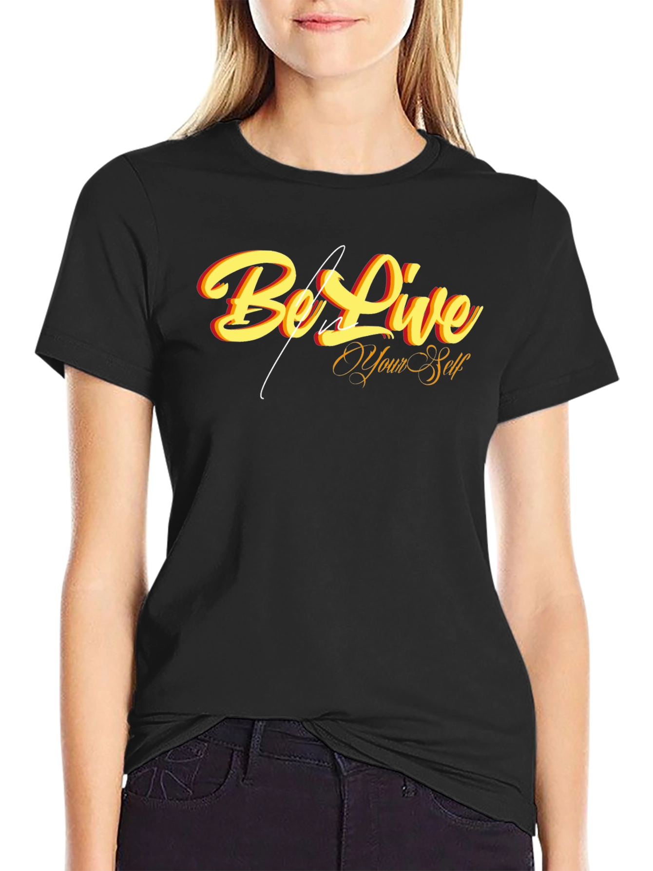 Black Be Live Your Self Graphic T-Shirt - Black view 2