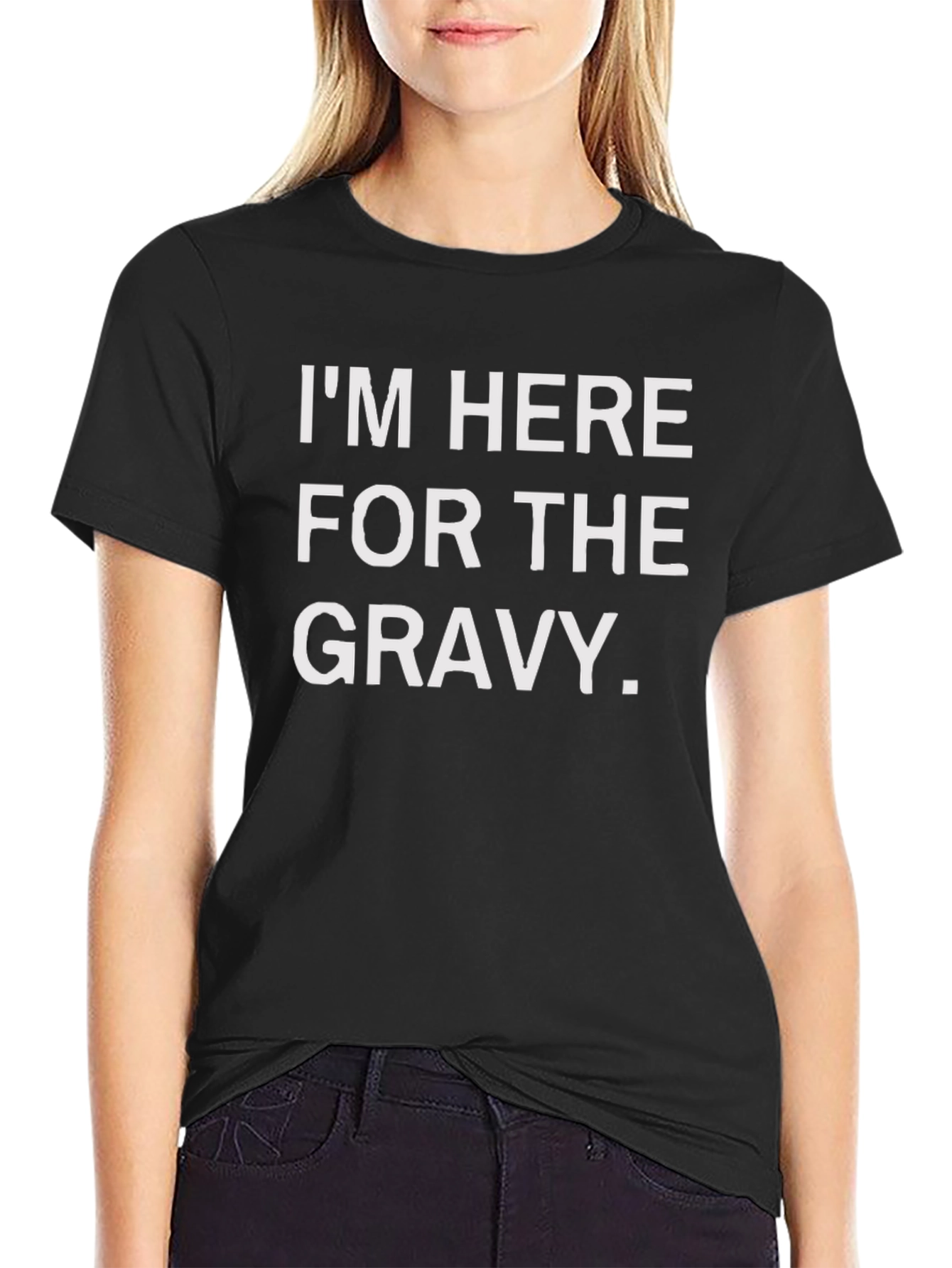 Black I'm Here For The Gravy T-Shirt - Funny Thanksgiving Tee view 2