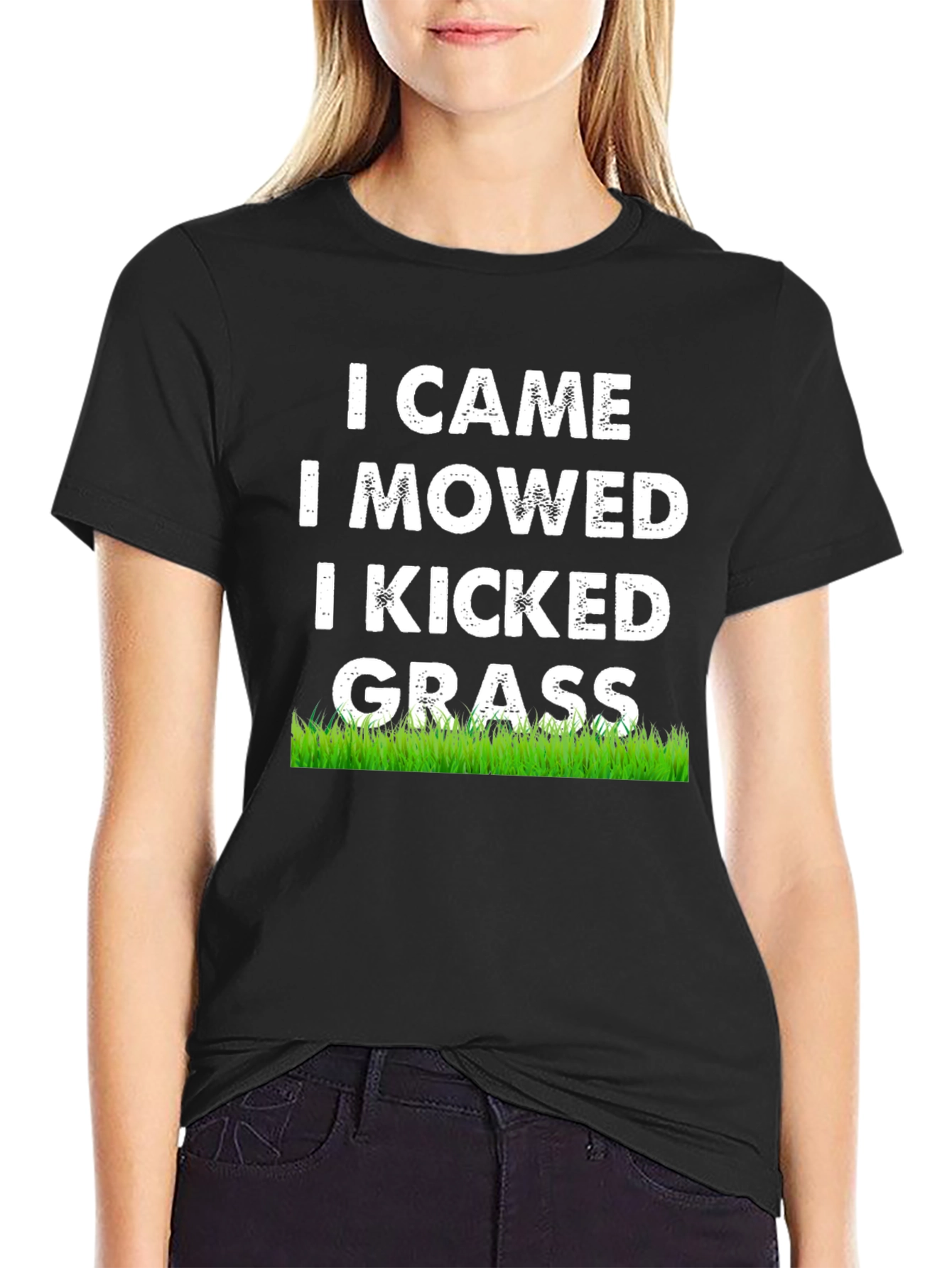 Black I Came I Mowed I Kicked Grass T-Shirt view 2
