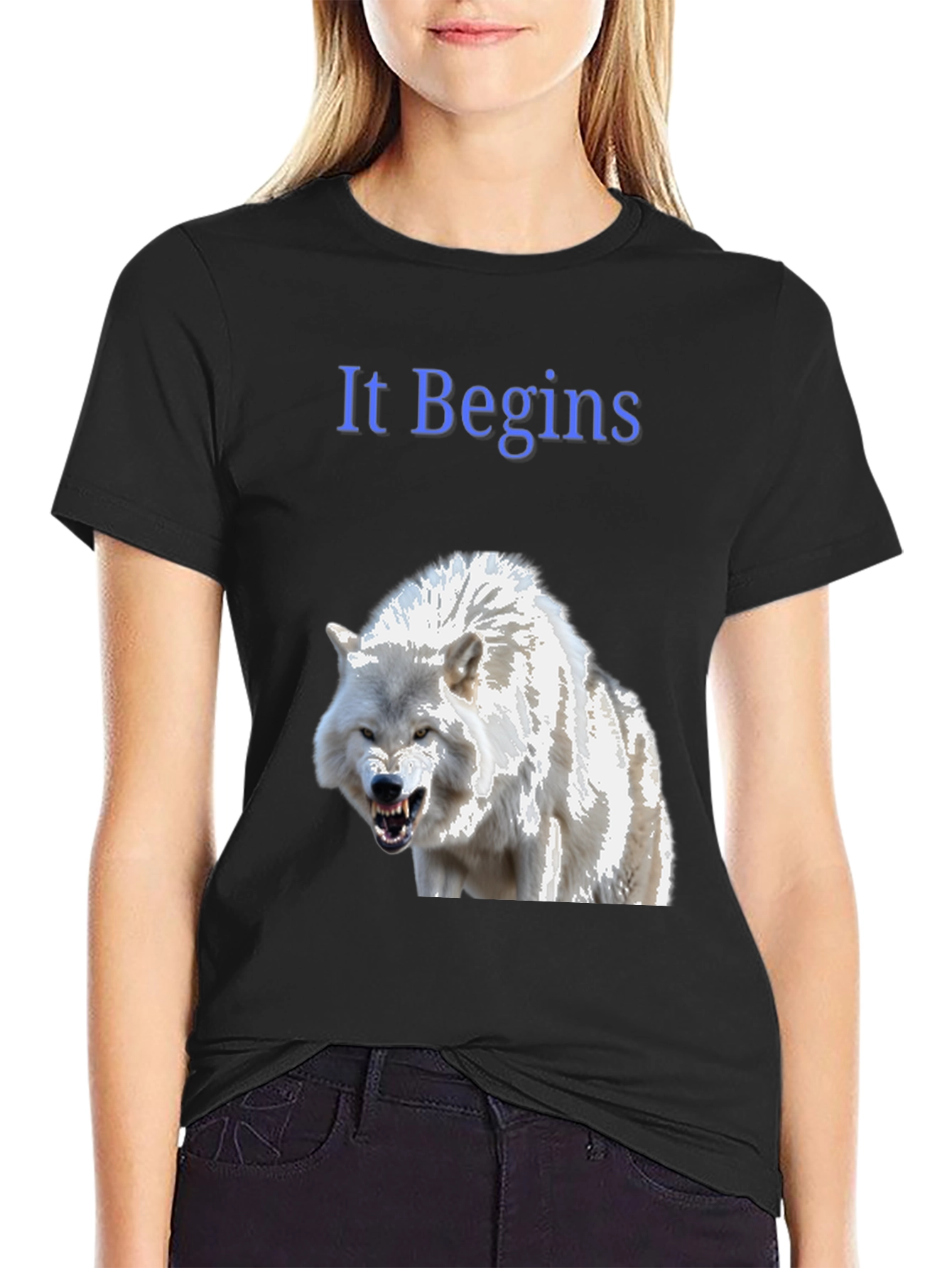 Black It Begins Wolf Graphic T-Shirt view 2
