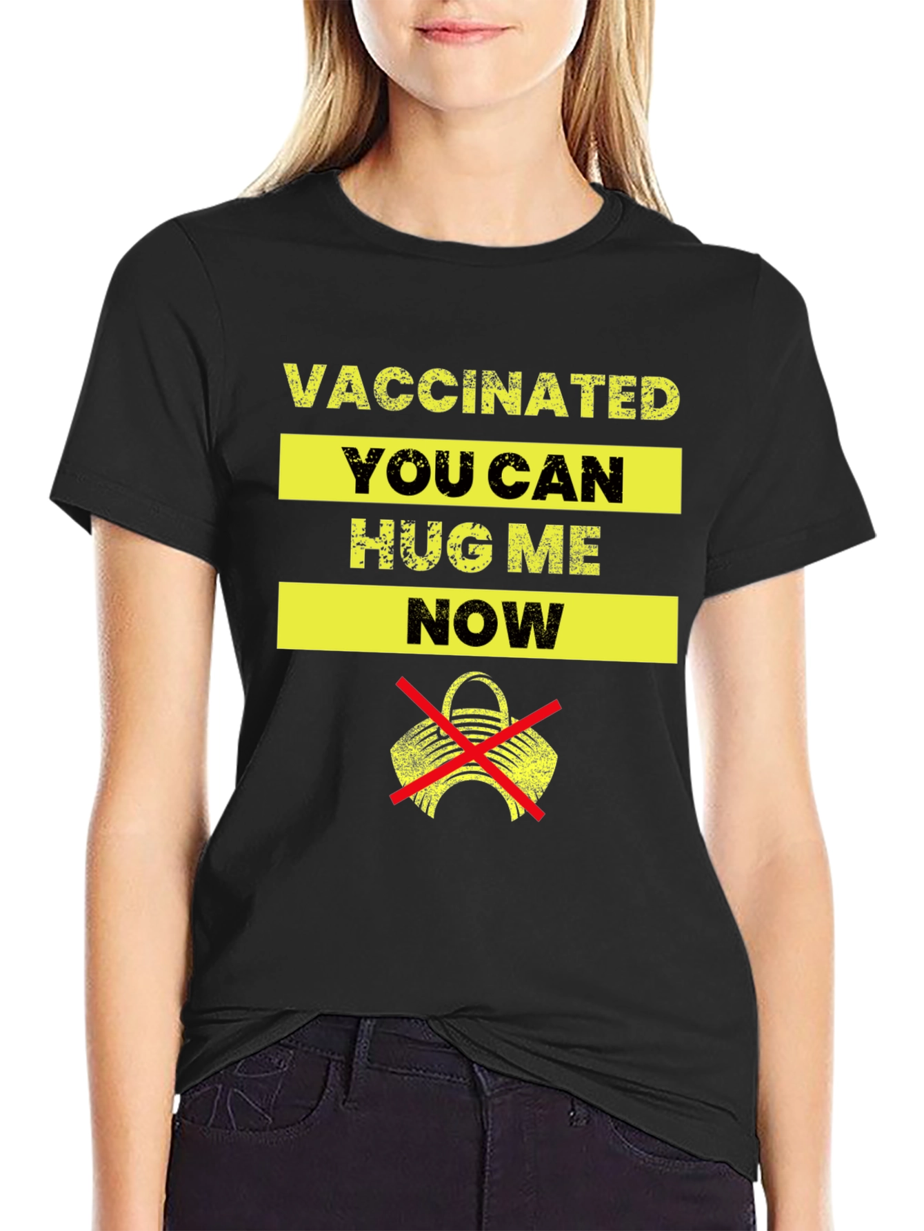Black Vaccinated Hug Me Now Graphic T-Shirt view 2