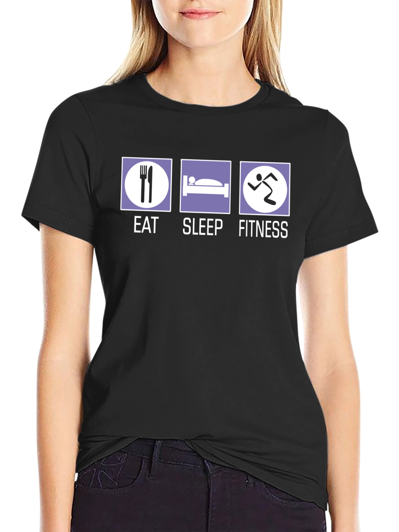 Black Eat Sleep Fitness T-Shirt - Workout Gym Tee view 2