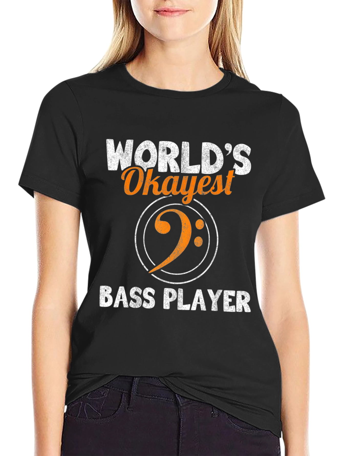 Black World's Okayest Bass Player Graphic Tee view 2