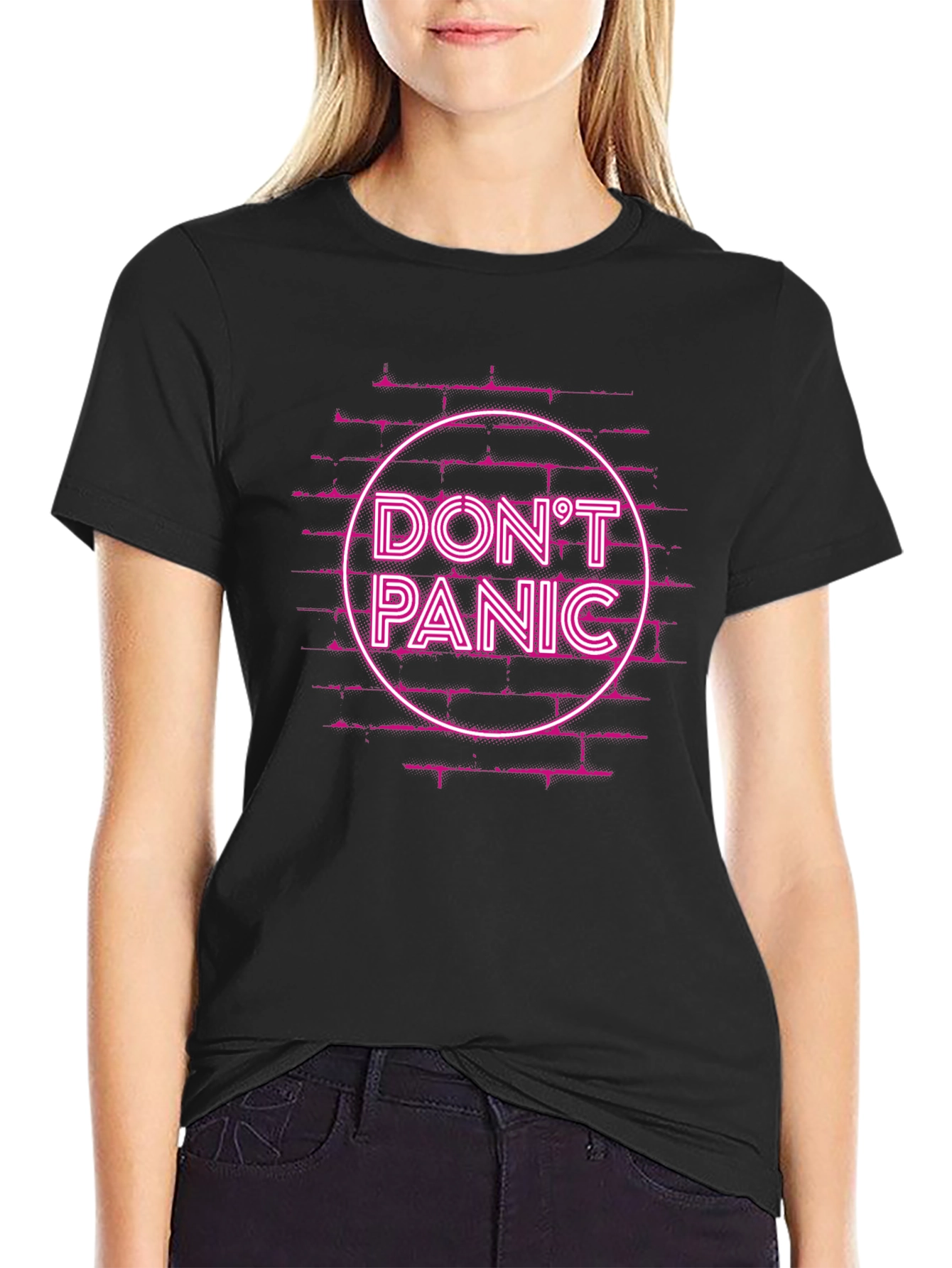 Black Don't Panic Graphic Tee - Black view 2