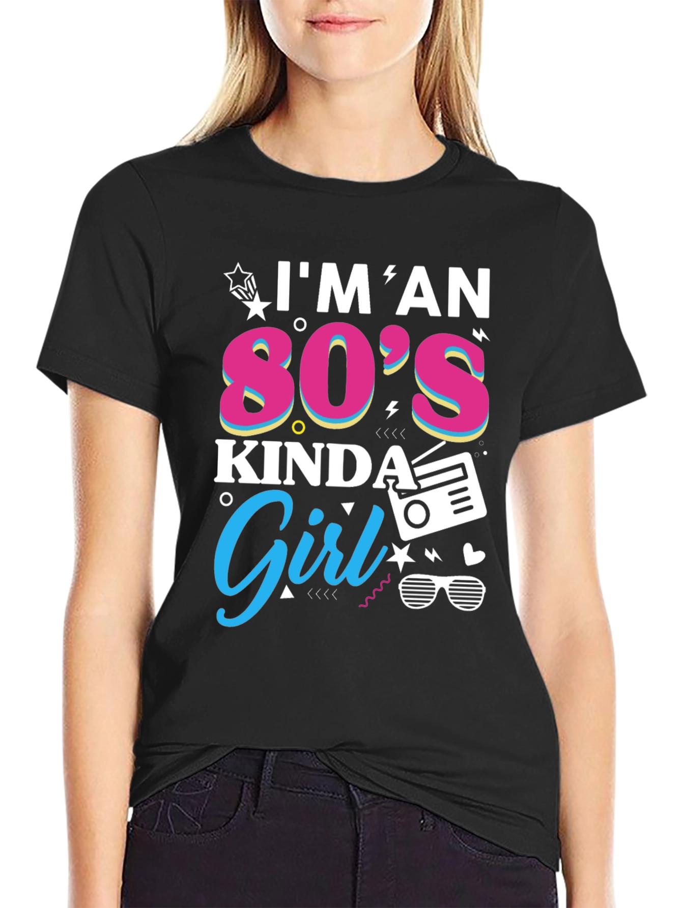 Black I'm an 80s Kinda Girl Graphic Tee view 2