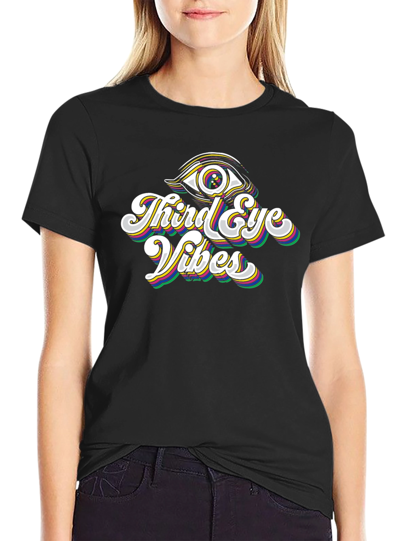 Black Third Eye Vibes Black Graphic Tee view 2