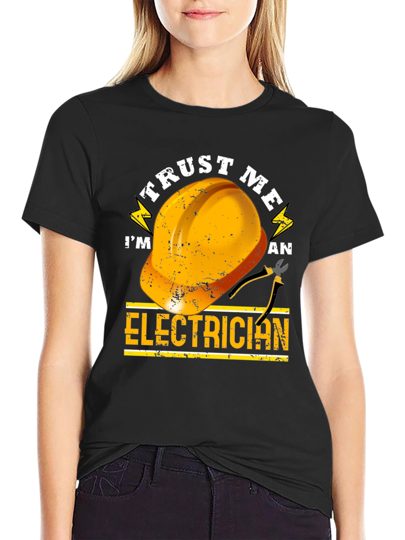 Black Trust Me I'm an Electrician T-Shirt view 2