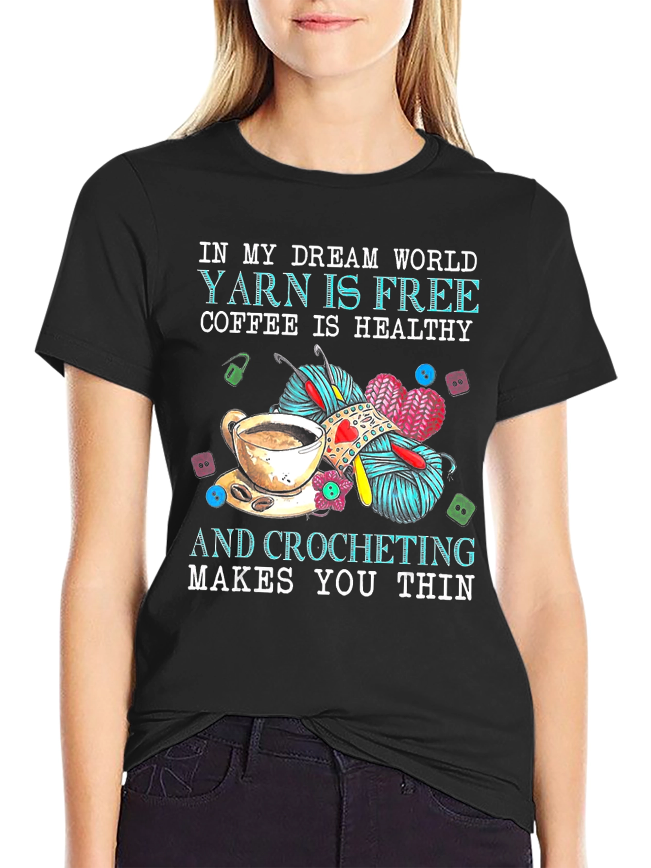 Black Dream World Crochet T-Shirt view 2