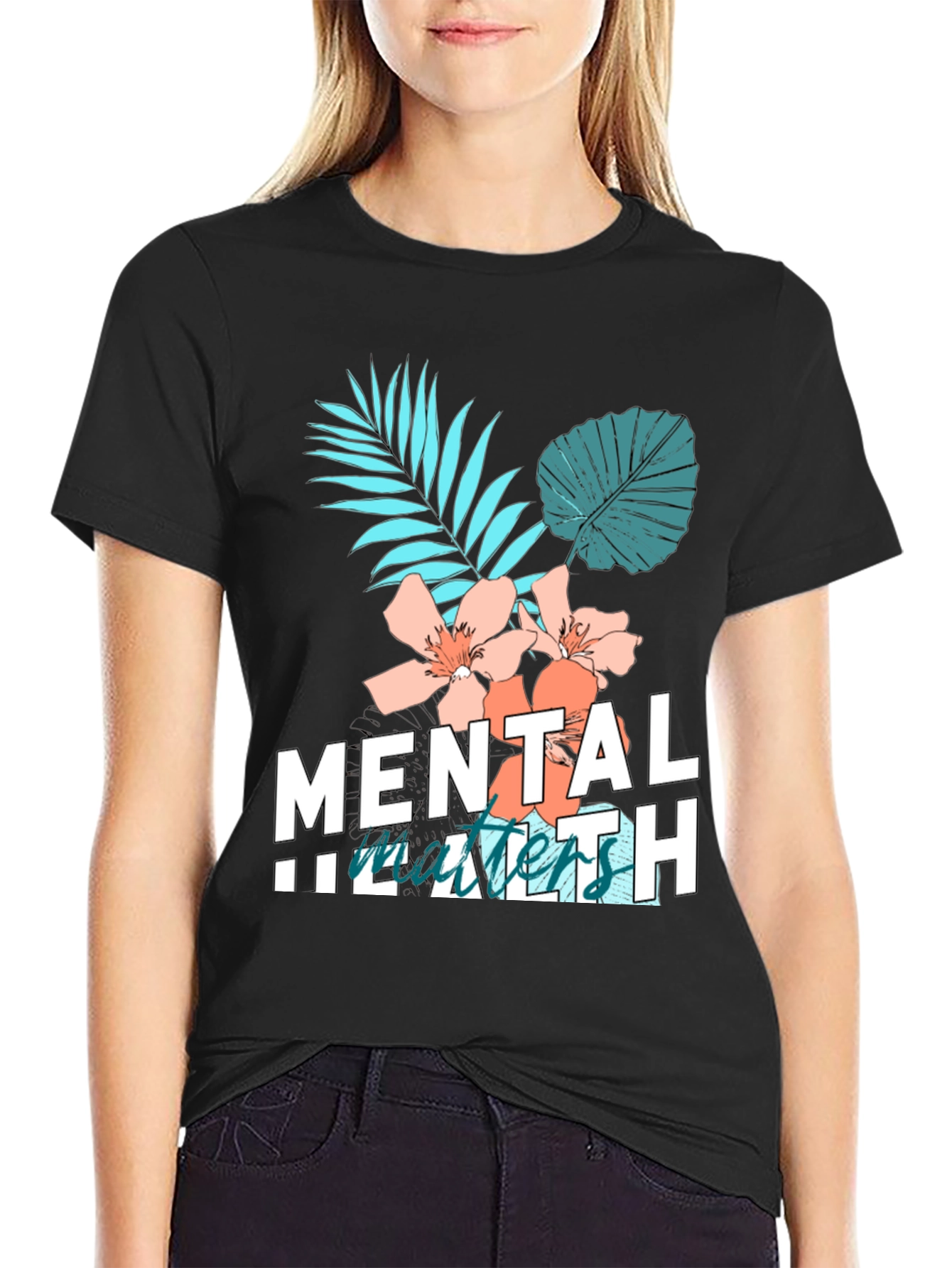 Black Mental Health Matters Graphic Tee, Black view 2