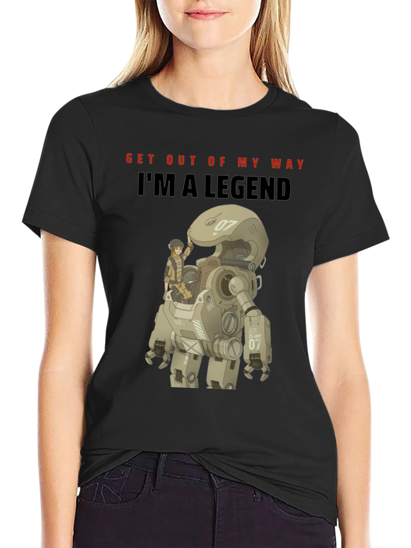 Black I'm A Legend Robot T-Shirt - Unique Graphic Tee view 2