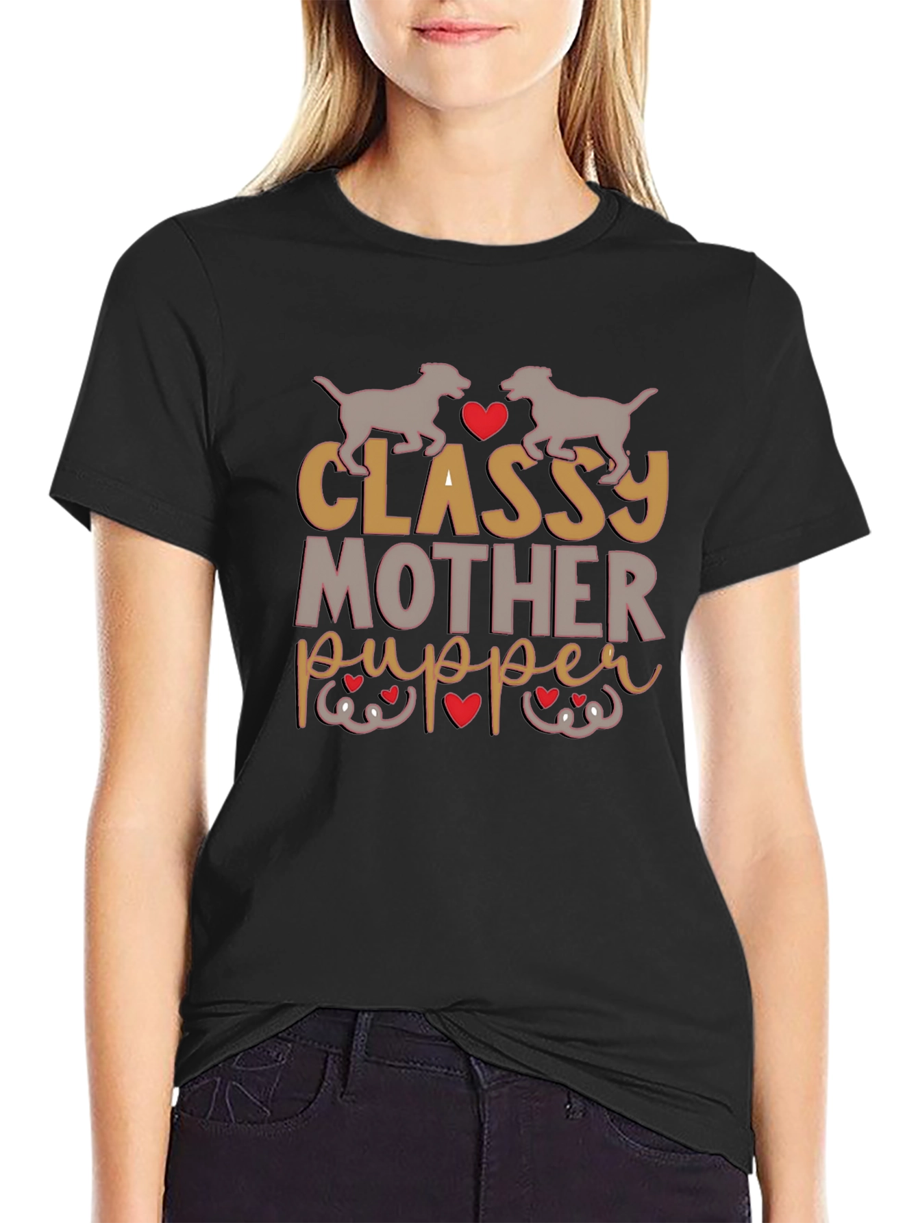 Black Classy Mother Pupper Graphic Tee view 2