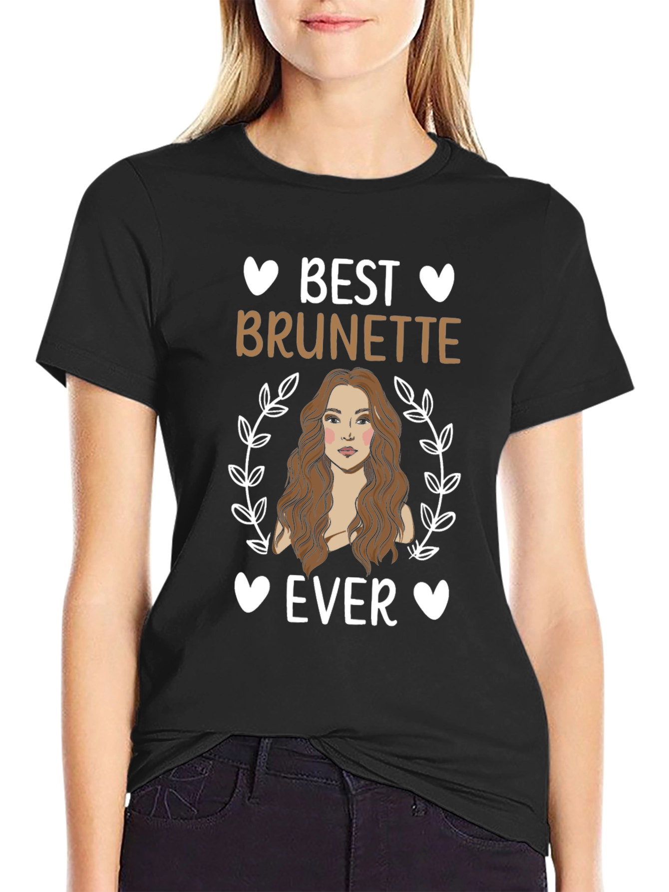 Black Best Brunette Ever T-Shirt - Cute Women's Tee view 2