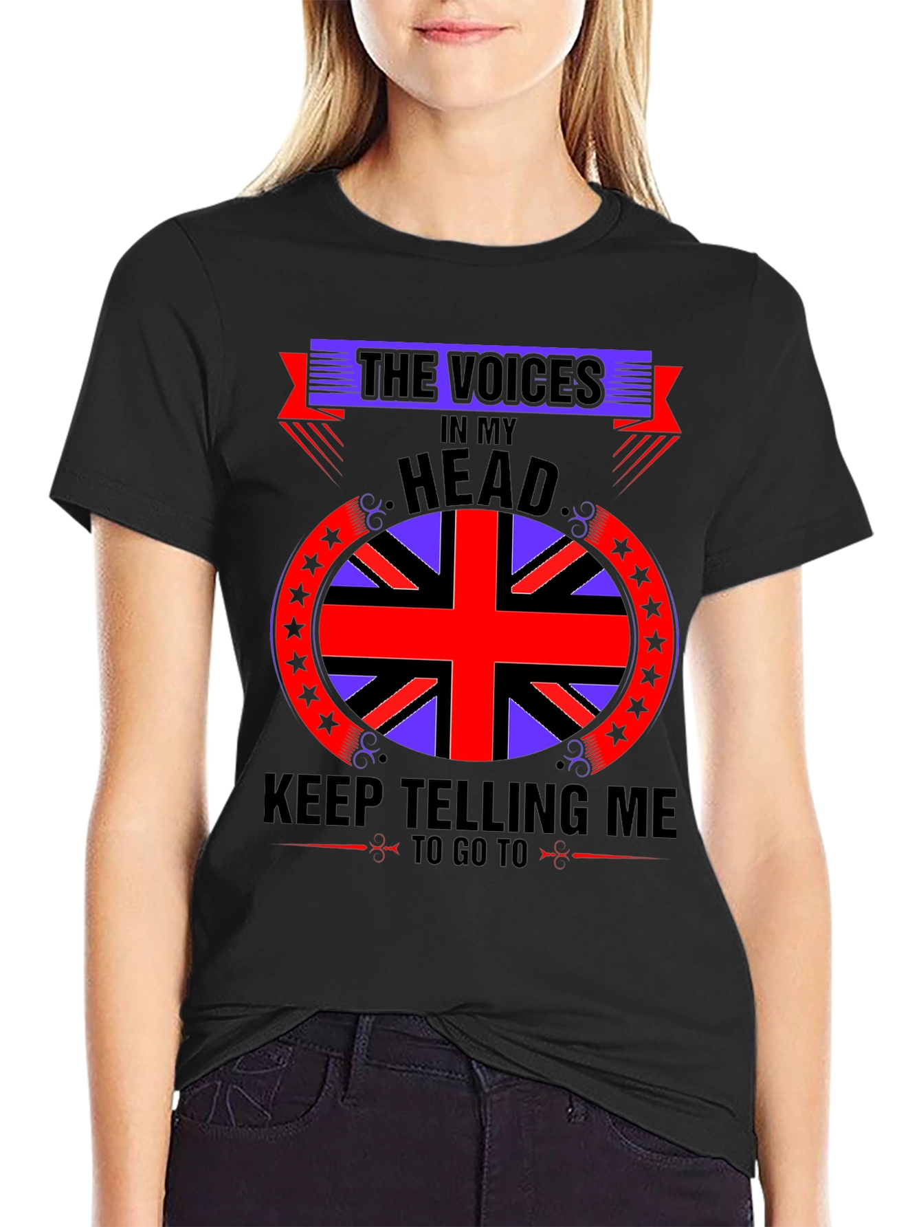 Black Voices In My Head T-Shirt, British Flag view 2