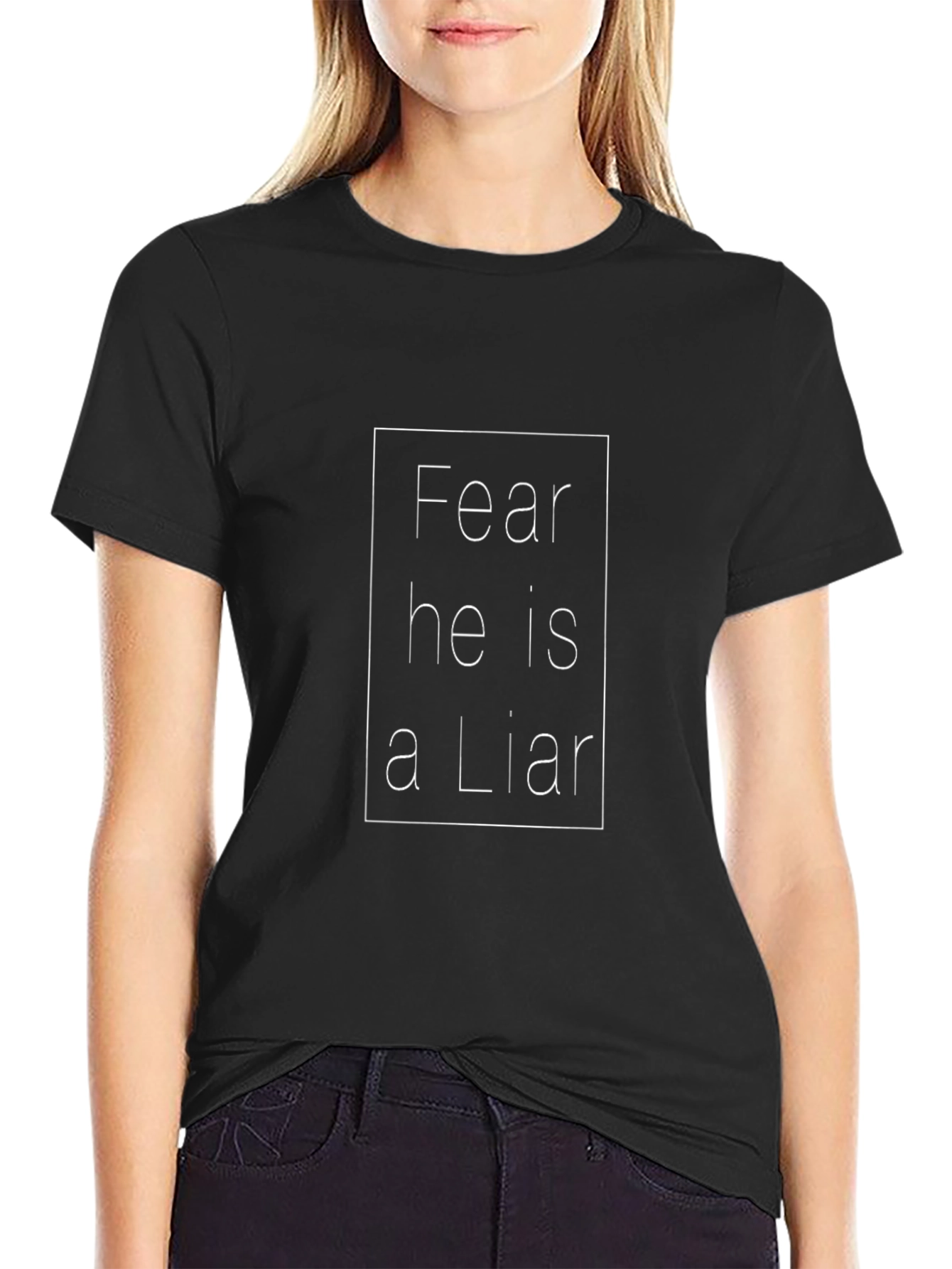 Black Fear He Is A Liar T-Shirt - Stylish Graphic Tee view 2