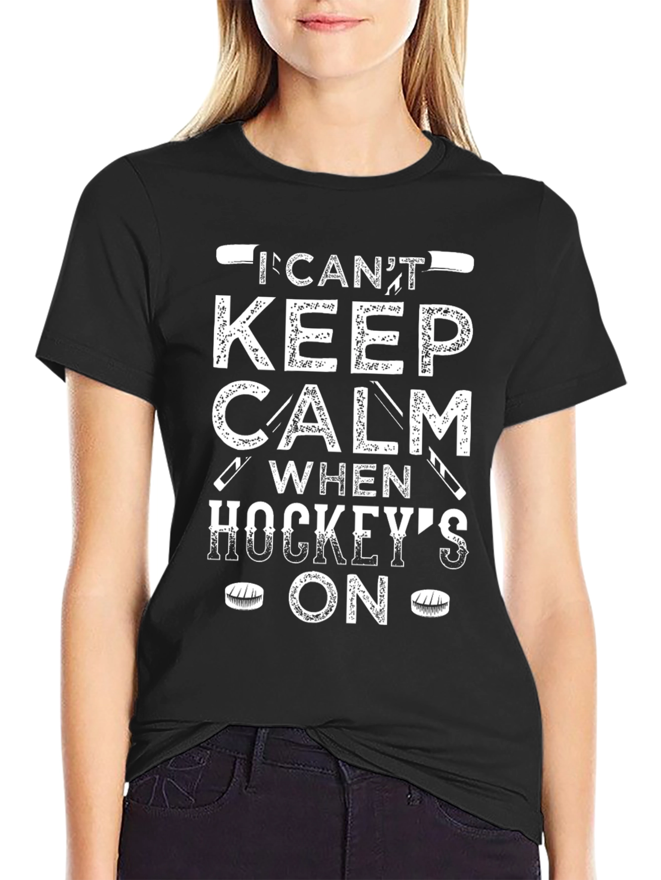 Black I Can't Keep Calm Hockey T-Shirt view 2