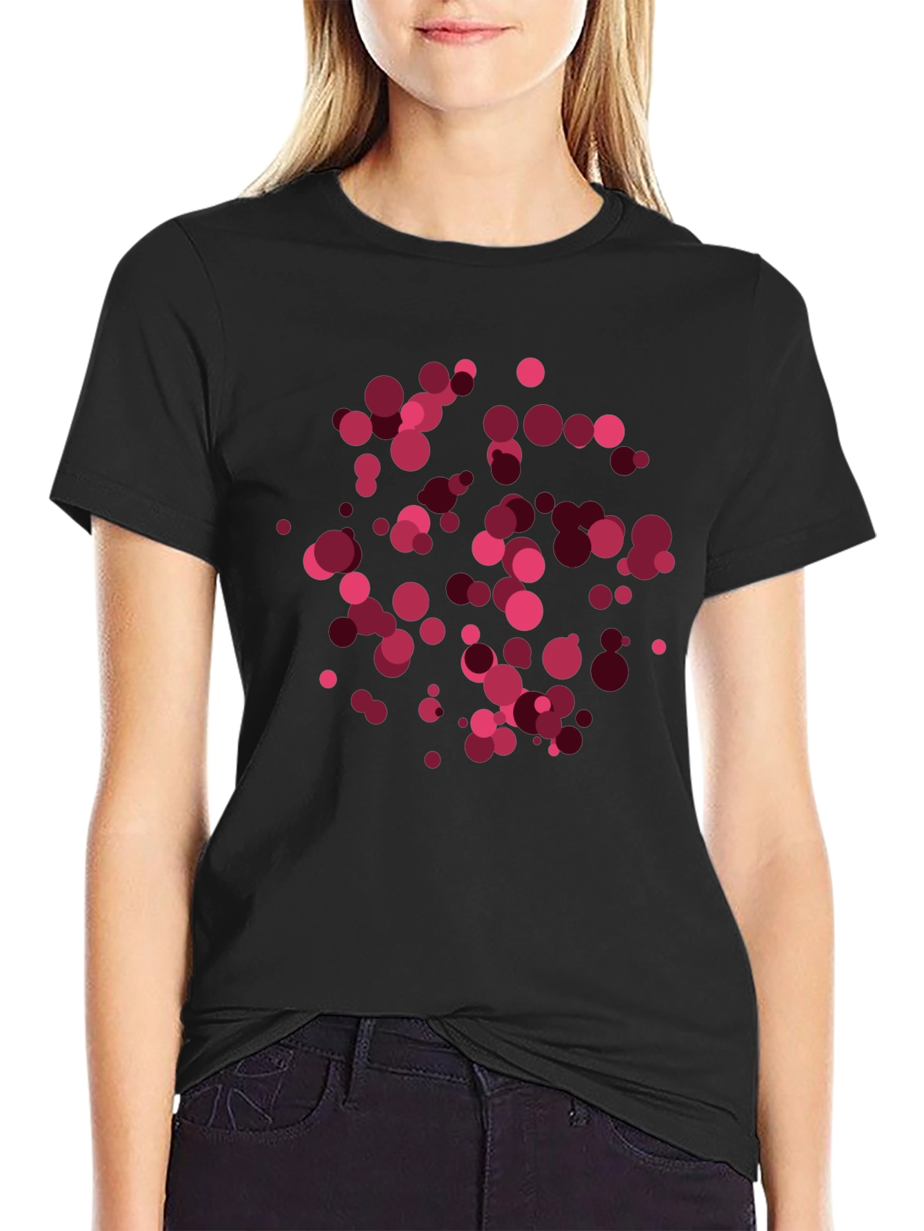Black Abstract Circle Pattern T-Shirt view 2