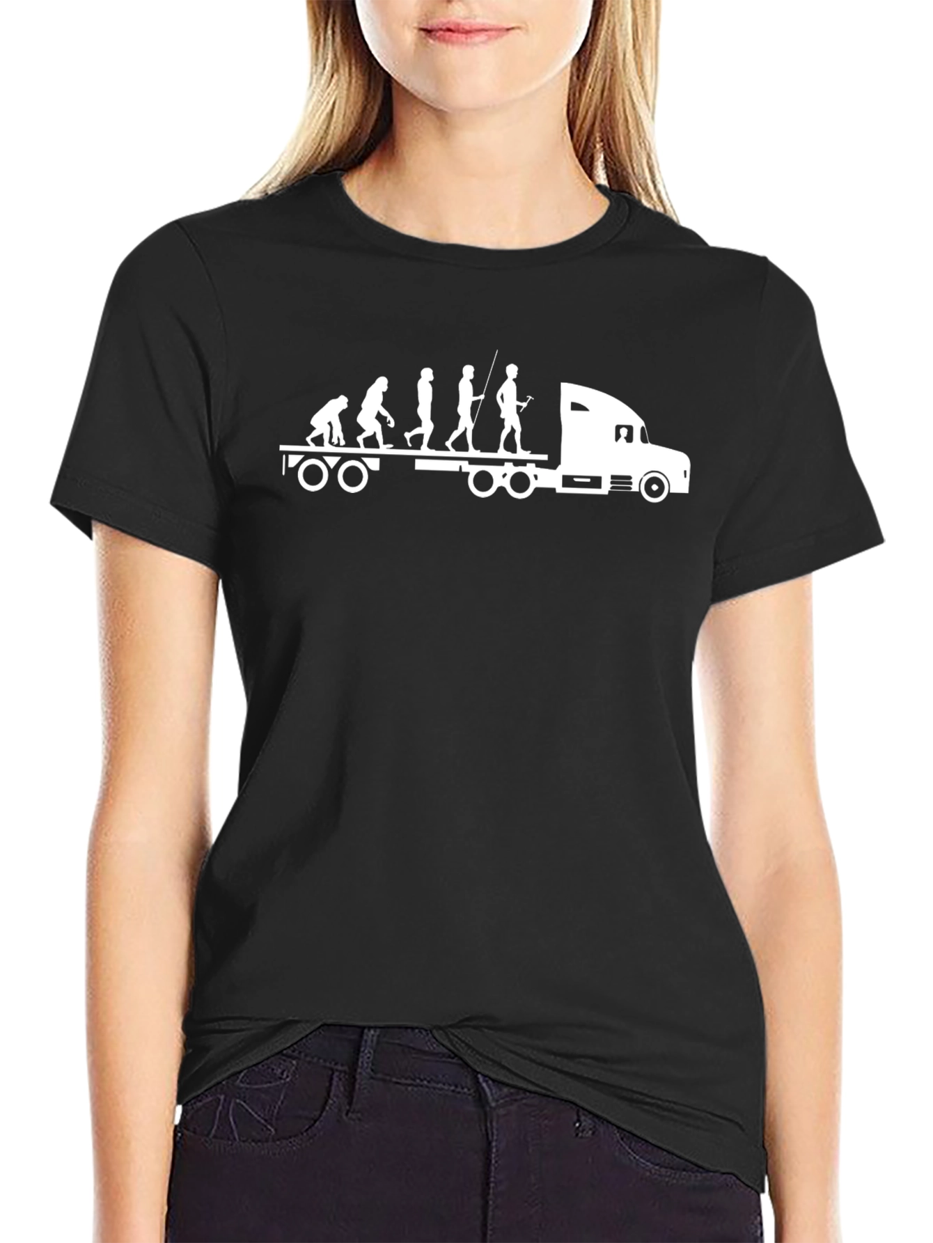 Black Trucker Evolution T-Shirt - Driver Humor Tee view 2