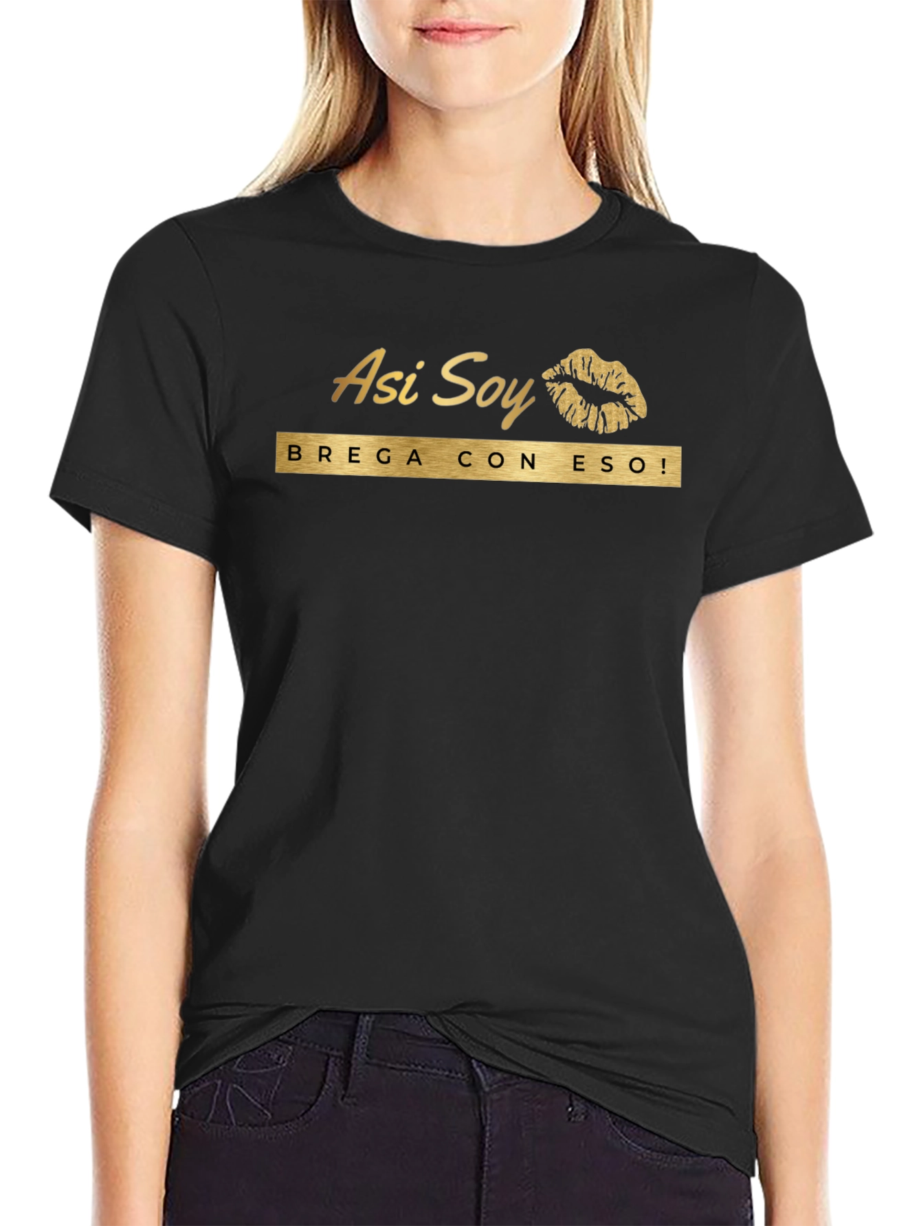 Black Asi Soy Black T-Shirt With Gold Accent view 2