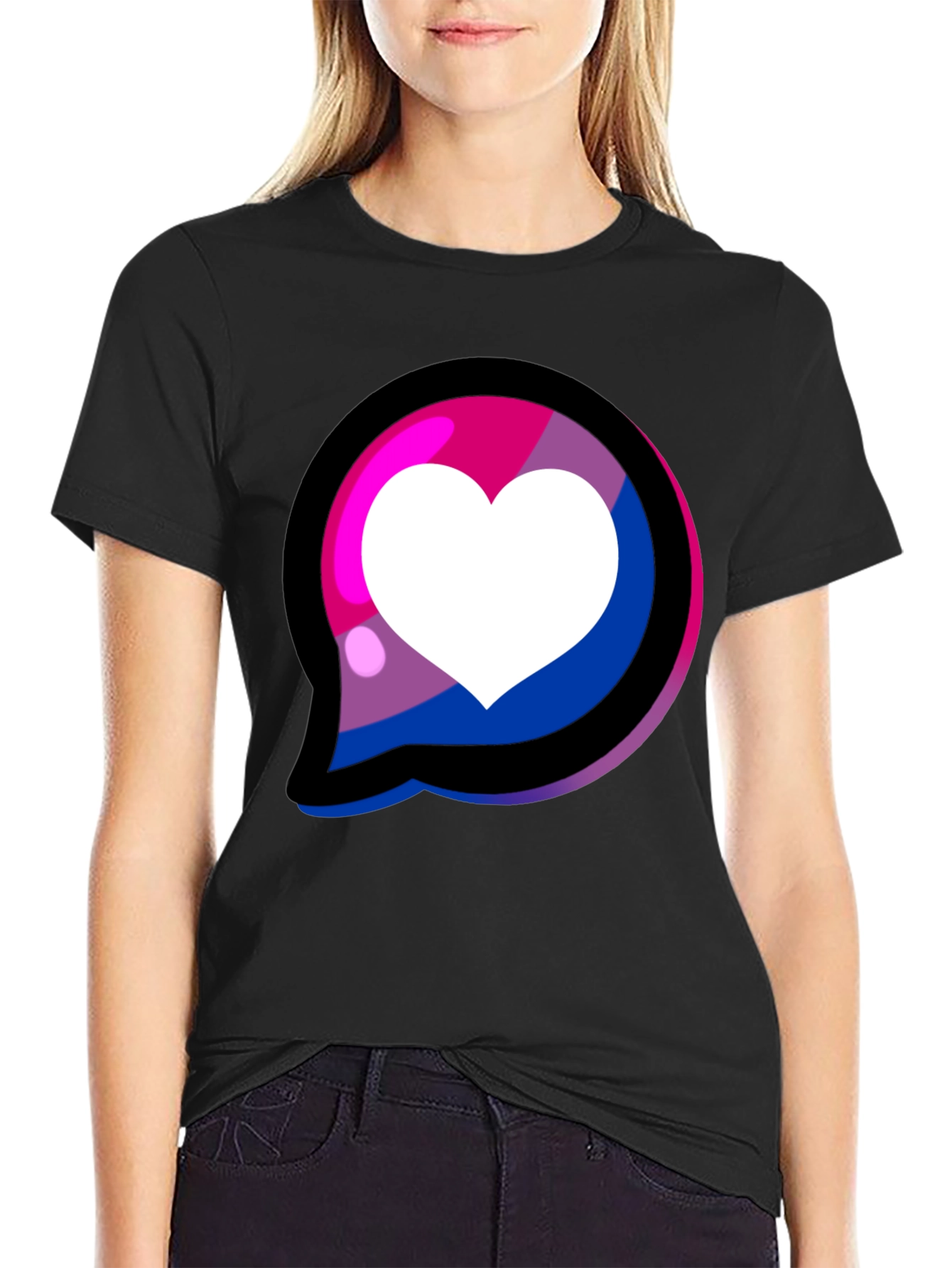 Black Bisexual Pride Heart T-Shirt view 2