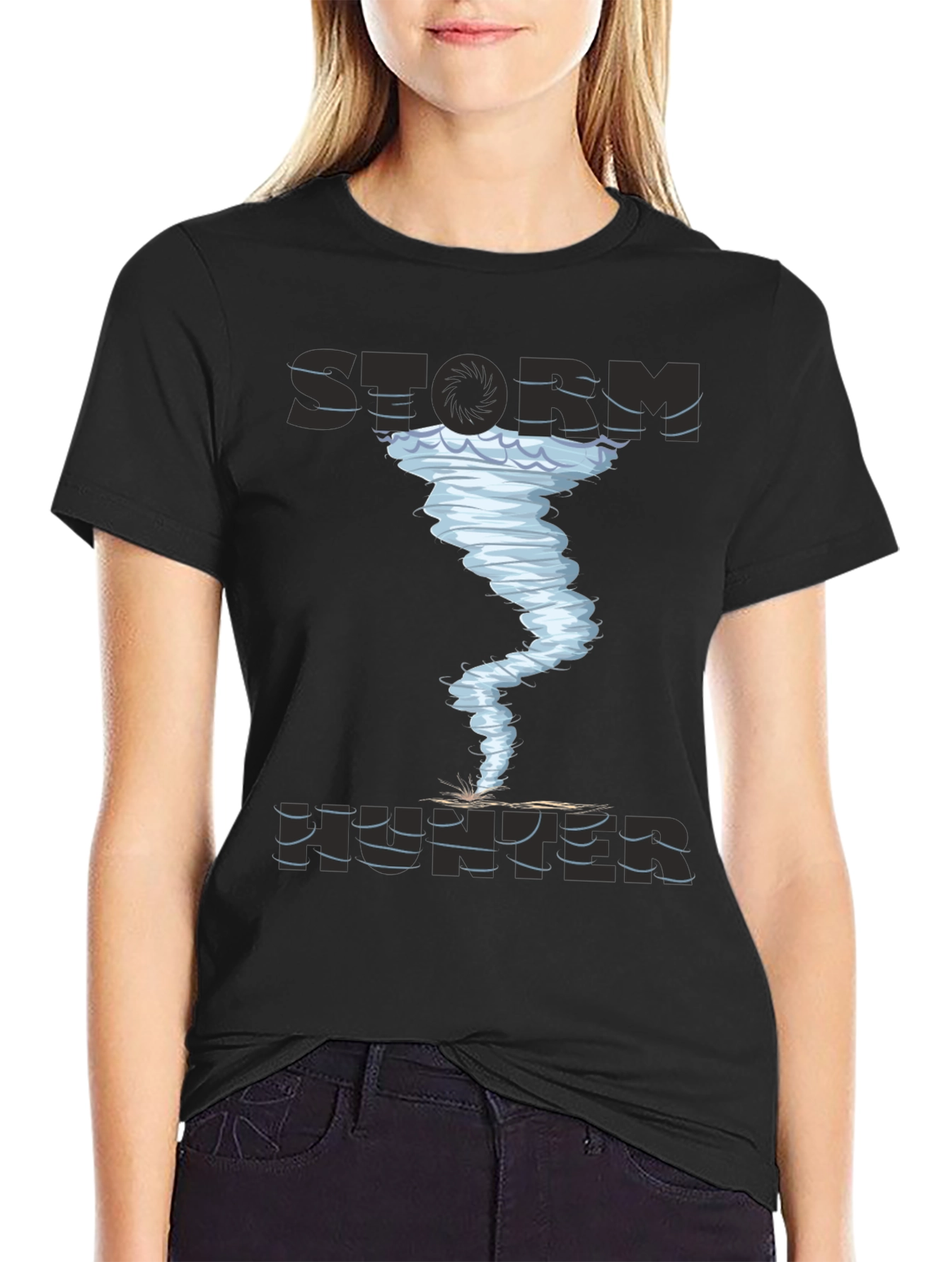 Black Storm Hunter Graphic Tee - Tornado Design view 2