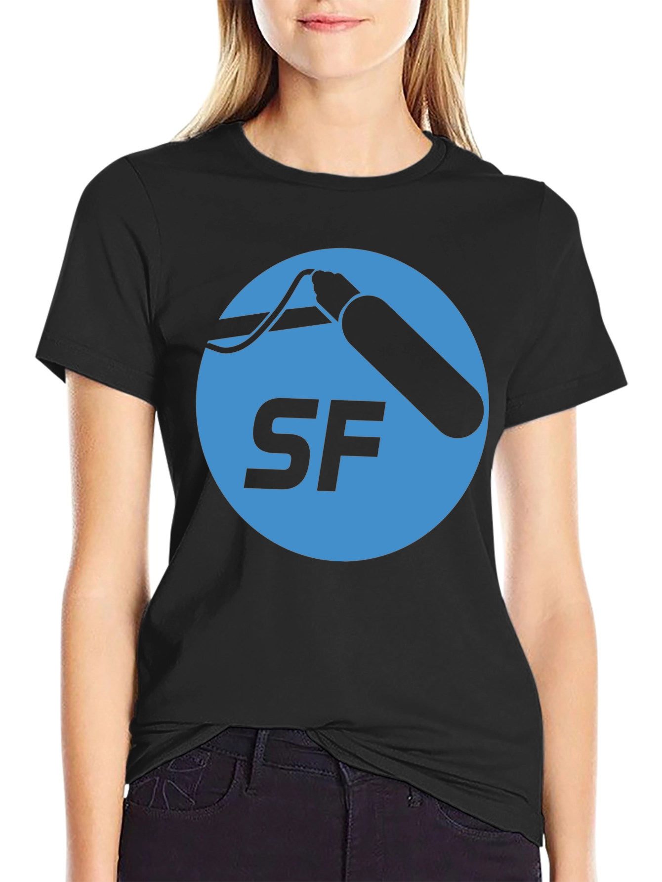 Black SF Logo Graphic T-Shirt - Stylish and Comfortable view 2