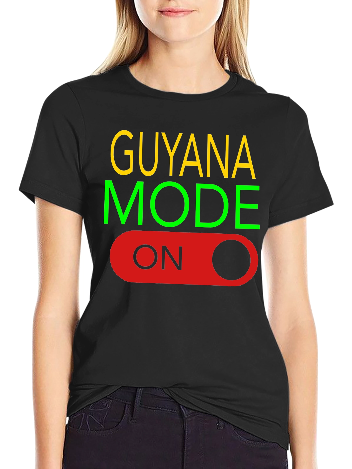 Black Guyana Mode On Black T-Shirt view 2