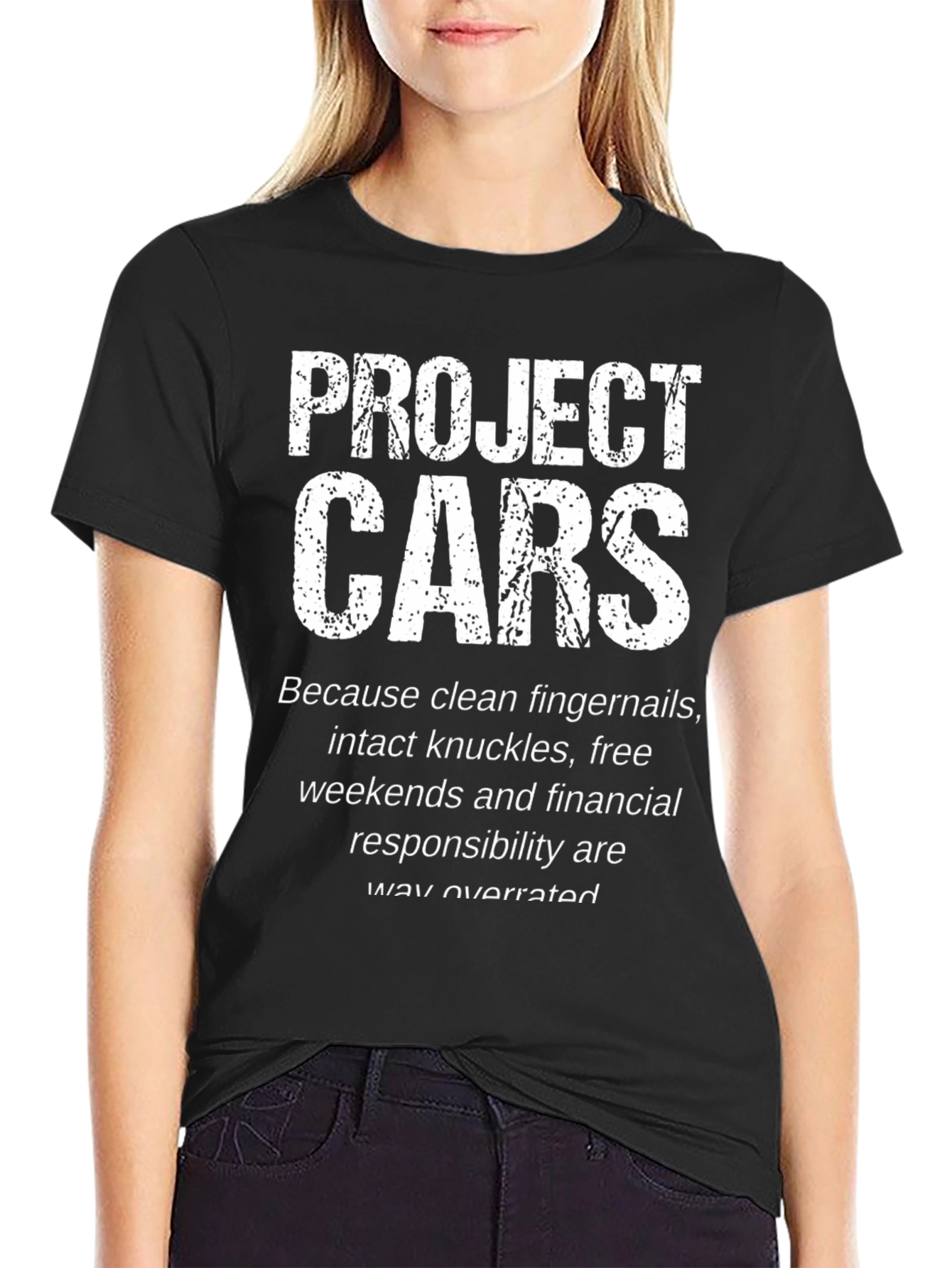 Black Project Cars T-Shirt - Clean Fingernails Overrated Tee view 2